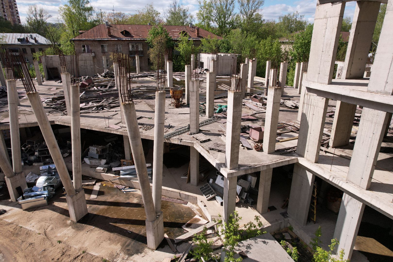 видео с коптера, школа в ЖК Золотые ворота, школа долгострой в королеве,