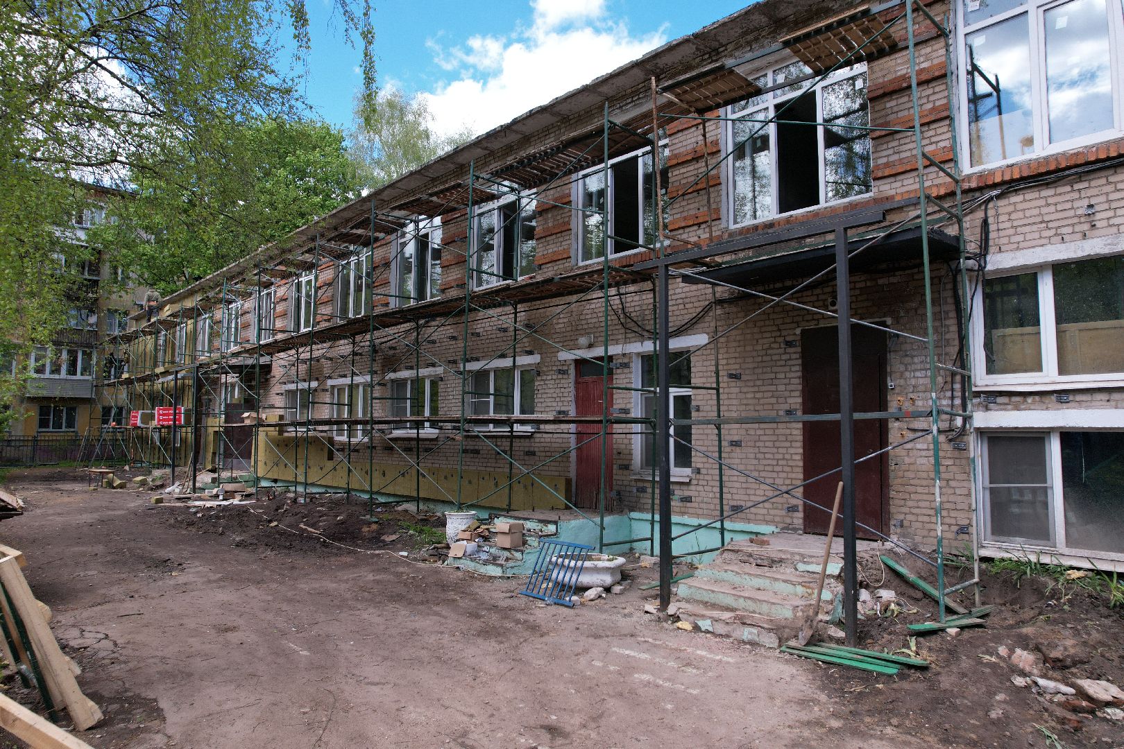 видео с коптера, детский сад при лицее 5 в Королеве, ремонт детского сада в королеве ,