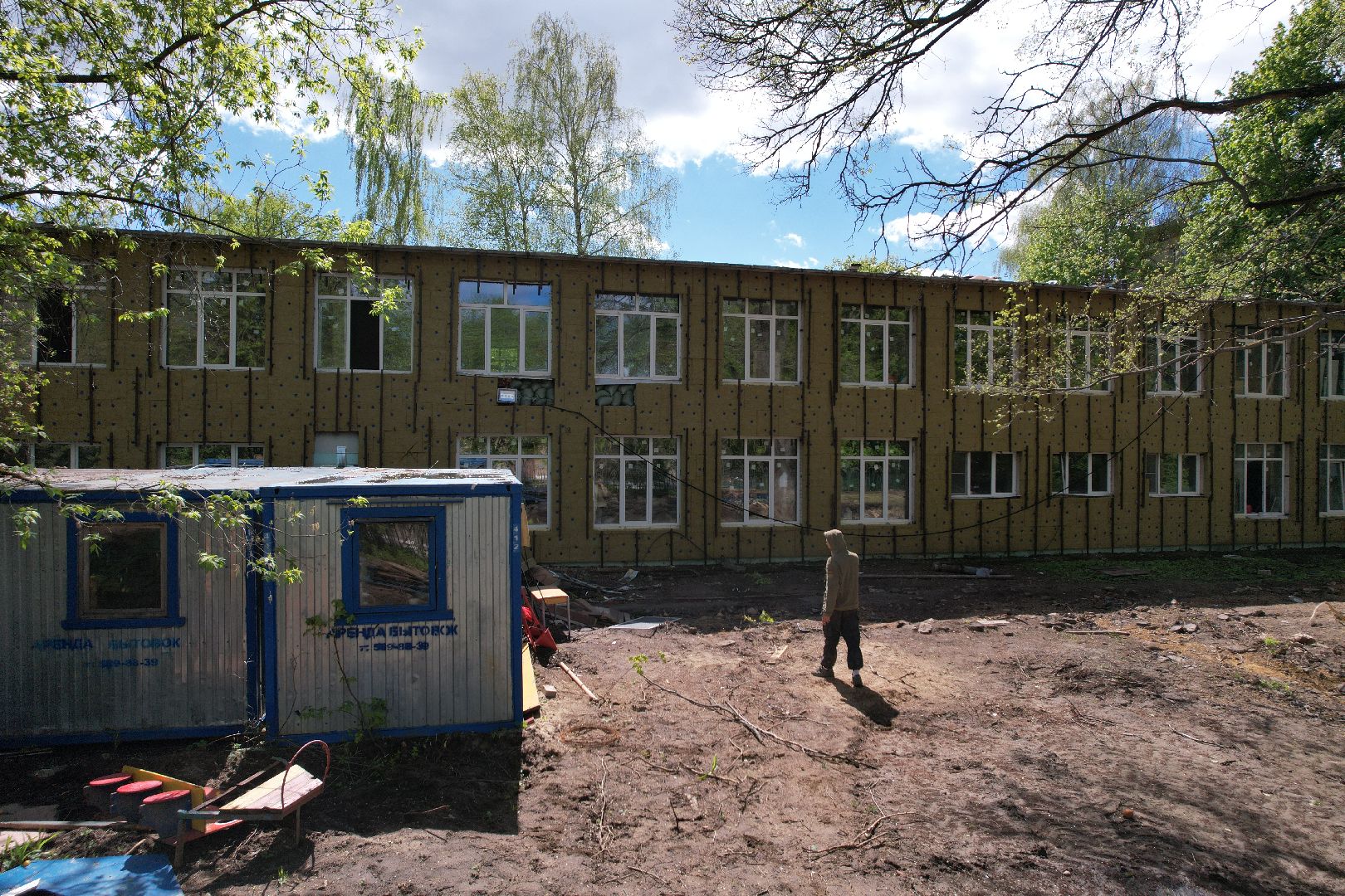 видео с коптера, детский сад при лицее 5 в Королеве, ремонт детского сада в королеве ,