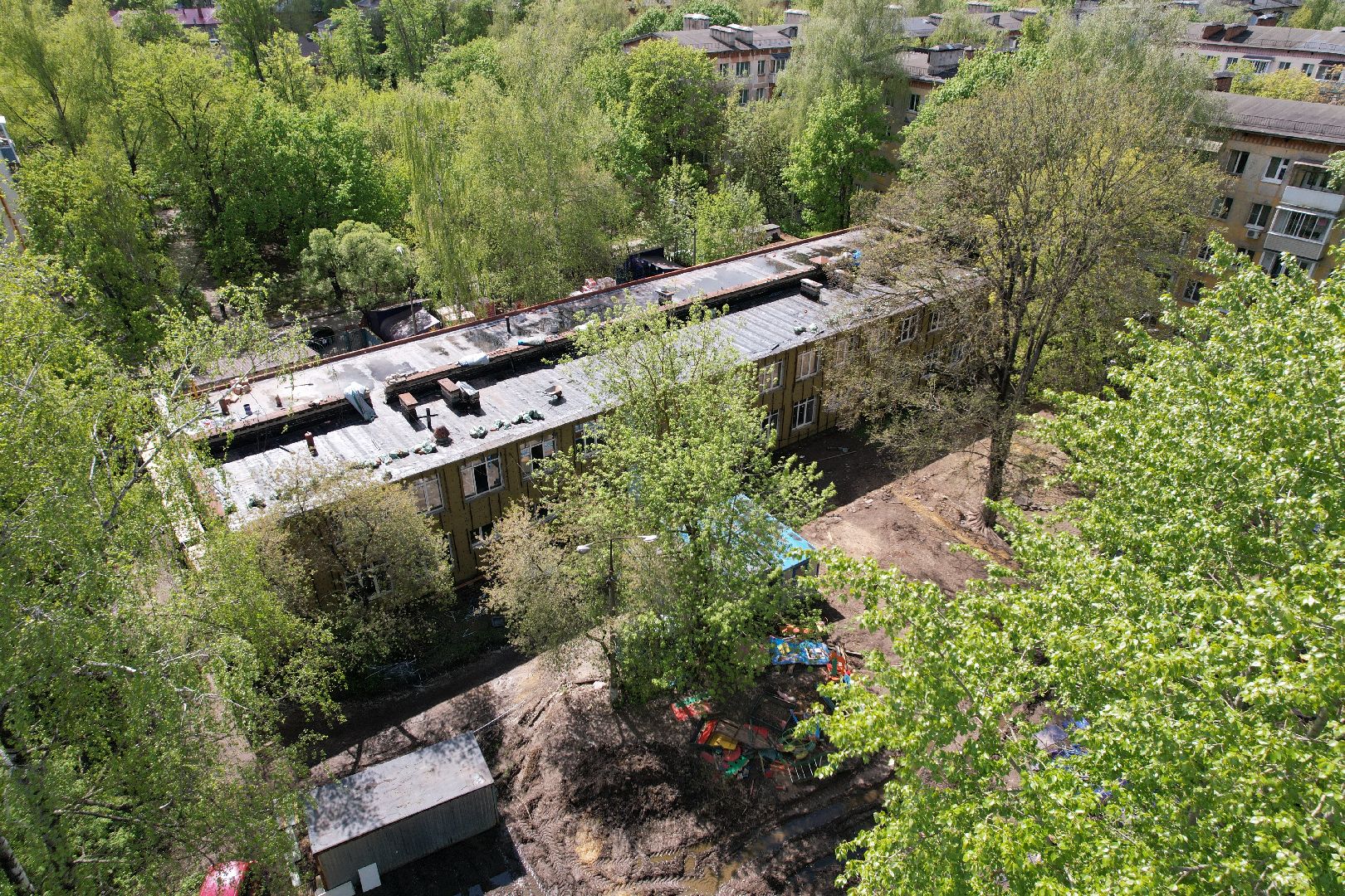 видео с коптера, детский сад при лицее 5 в Королеве, ремонт детского сада в королеве ,