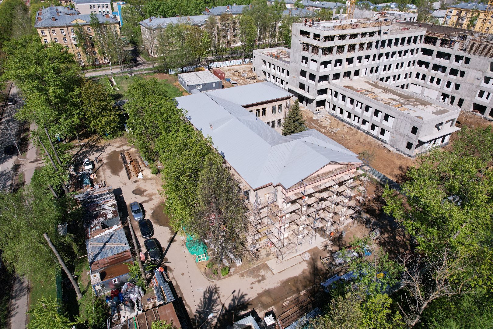 Поликлиника 1 в Королеве , видео с коптера, капремонт поликлиники королев,