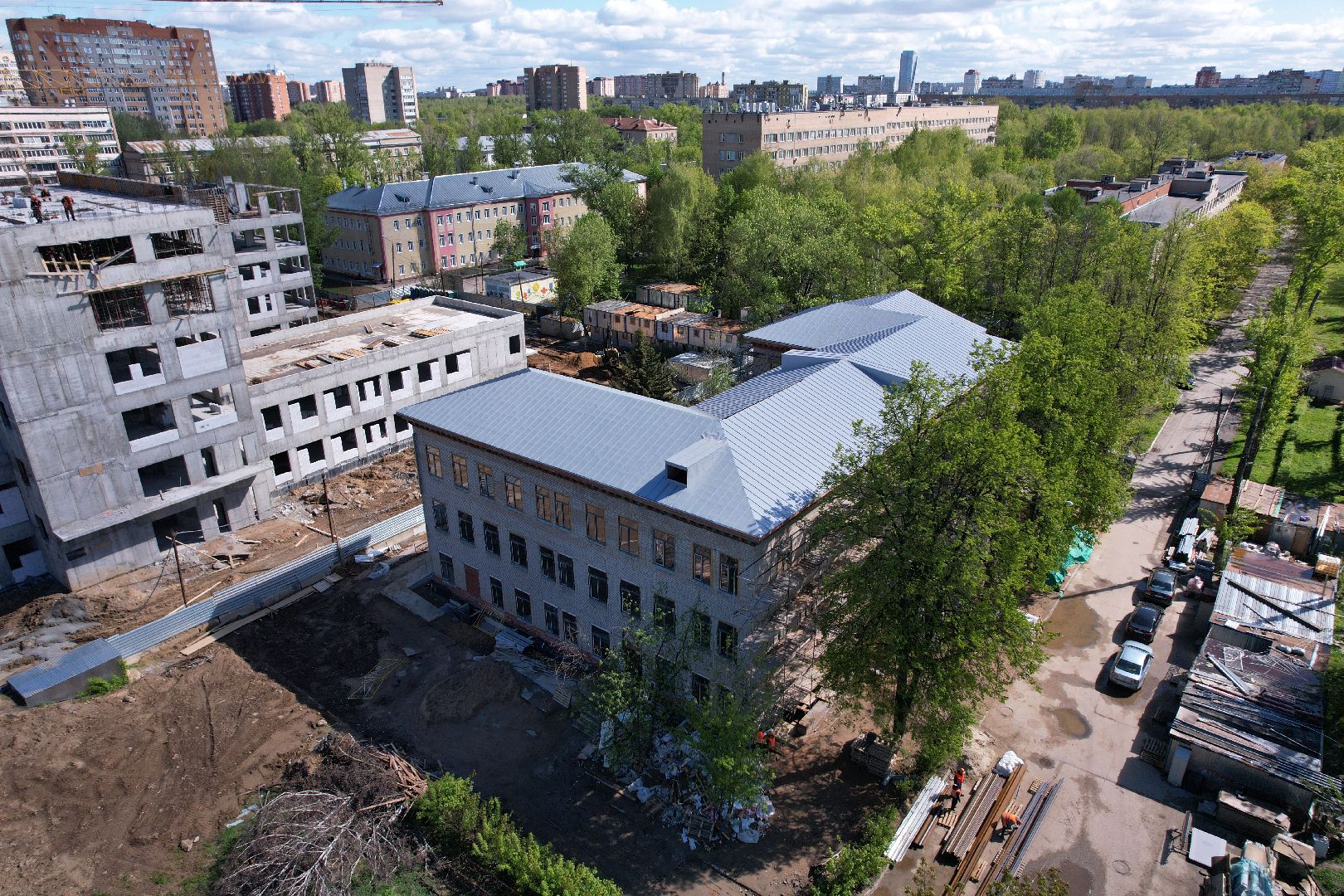 Поликлиника 1 в Королеве , видео с коптера, капремонт поликлиники королев,