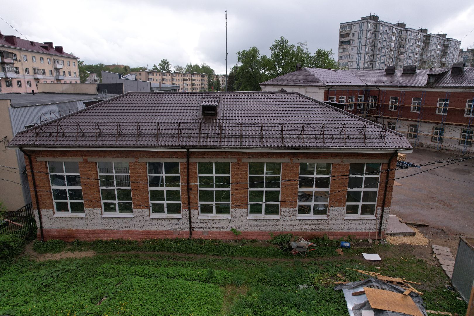 видео с коптера, ремонт лицея 10, лицей 10 в клину,