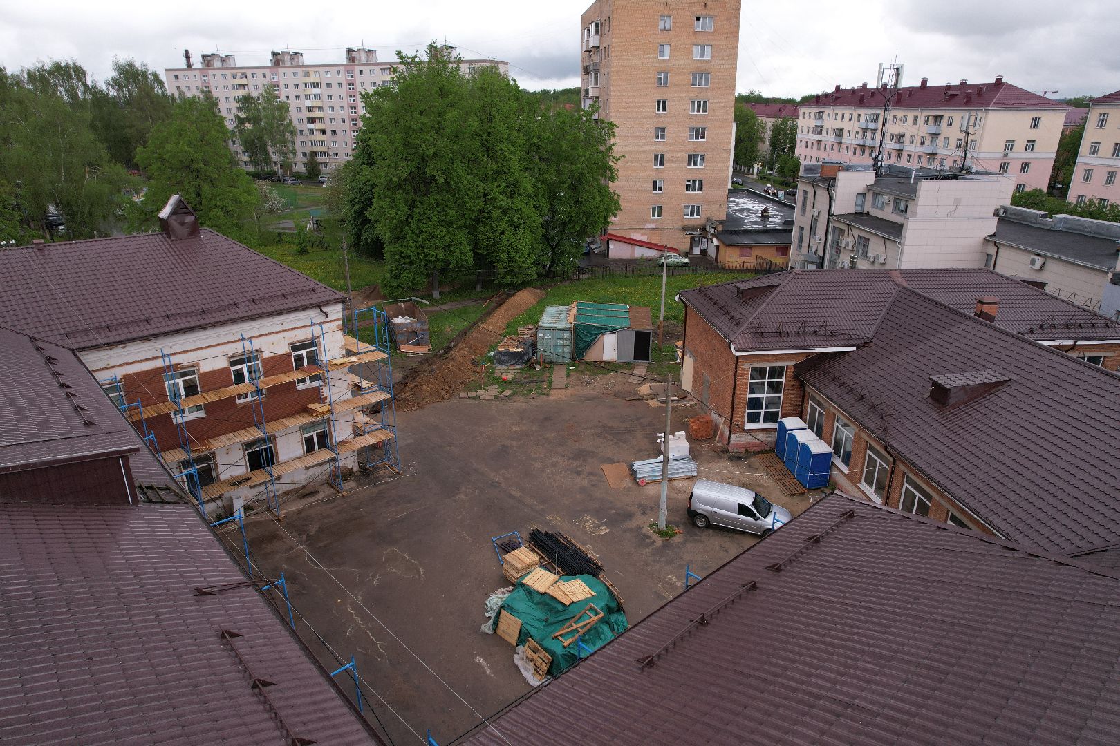 видео с коптера, ремонт лицея 10, лицей 10 в клину,