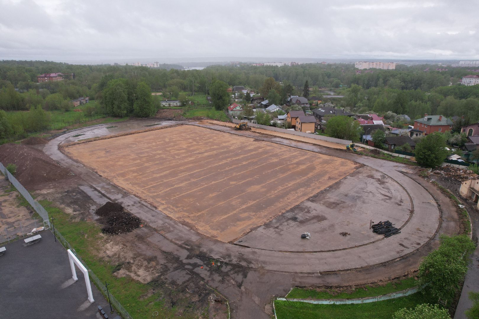 видео с коптера, стадион строитель, ремонт стадиона в клину,