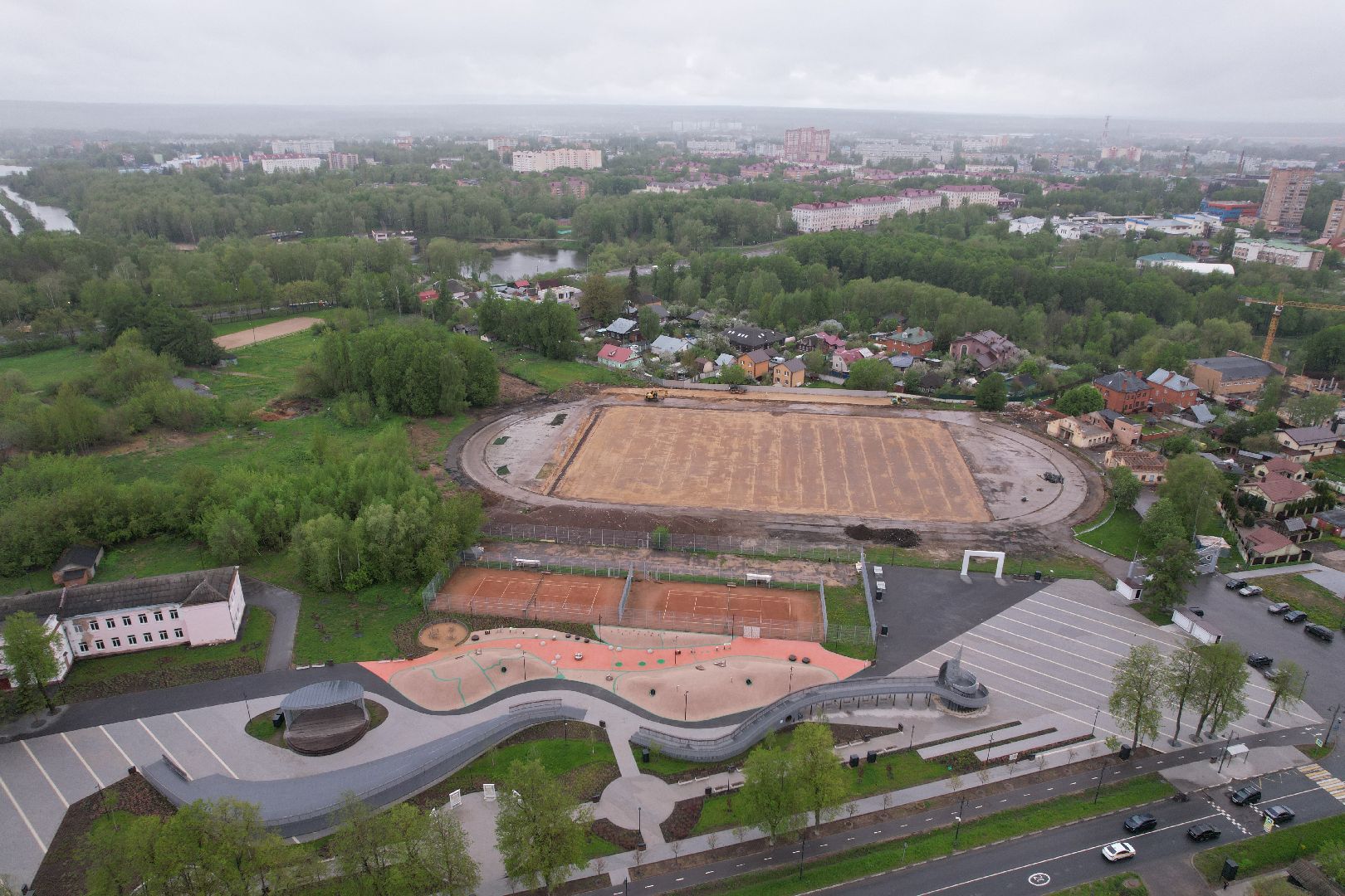 видео с коптера, стадион строитель, ремонт стадиона в клину,