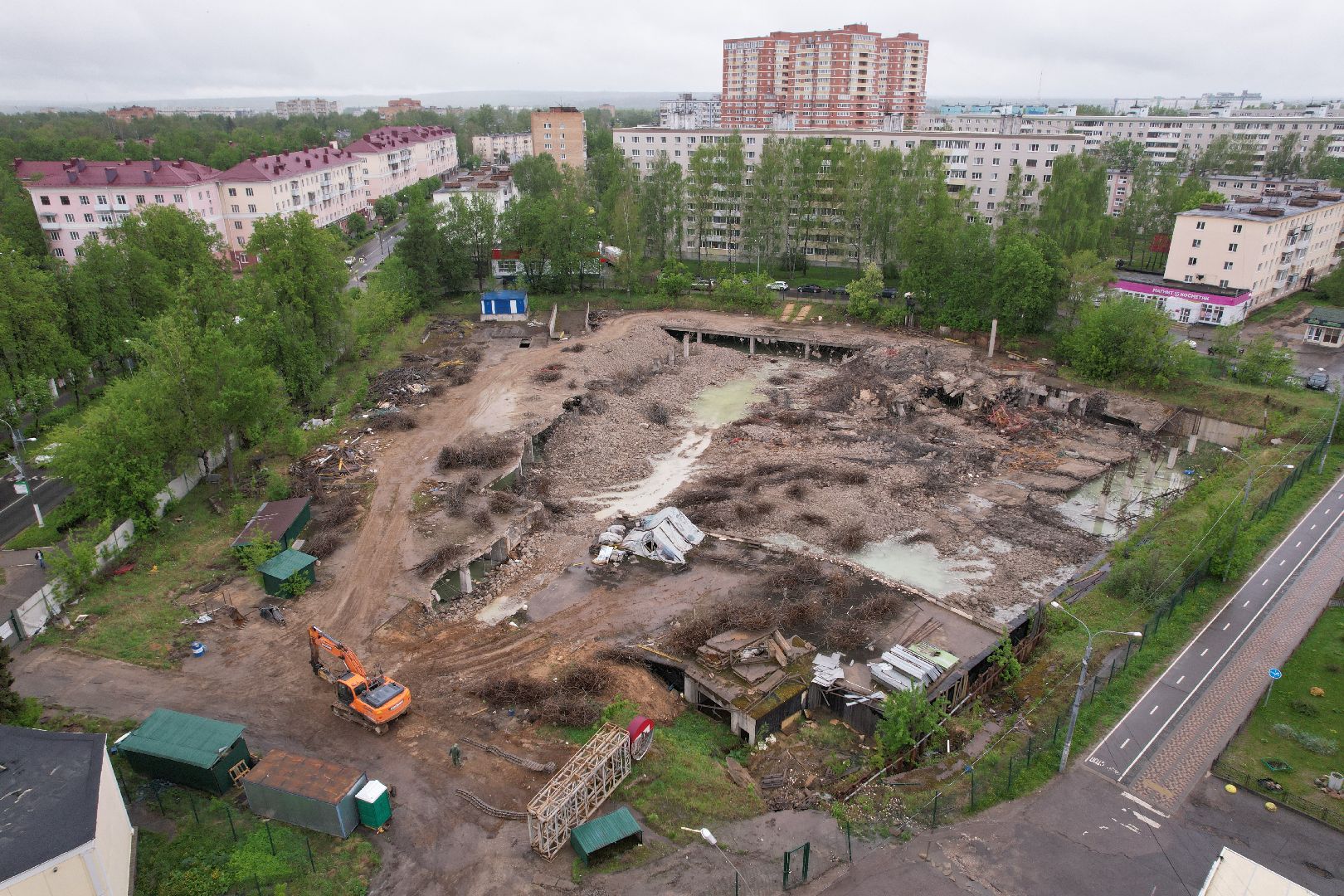 видео с коптера, снос трц в клину, благоустройство в клину,