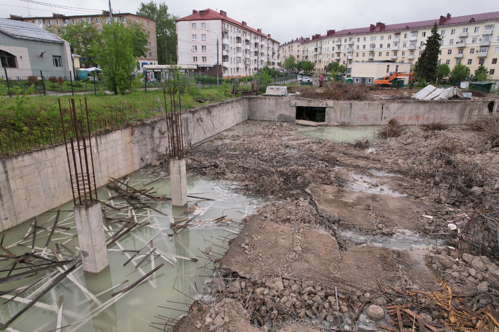 видео с коптера, снос трц в клину, благоустройство в клину,