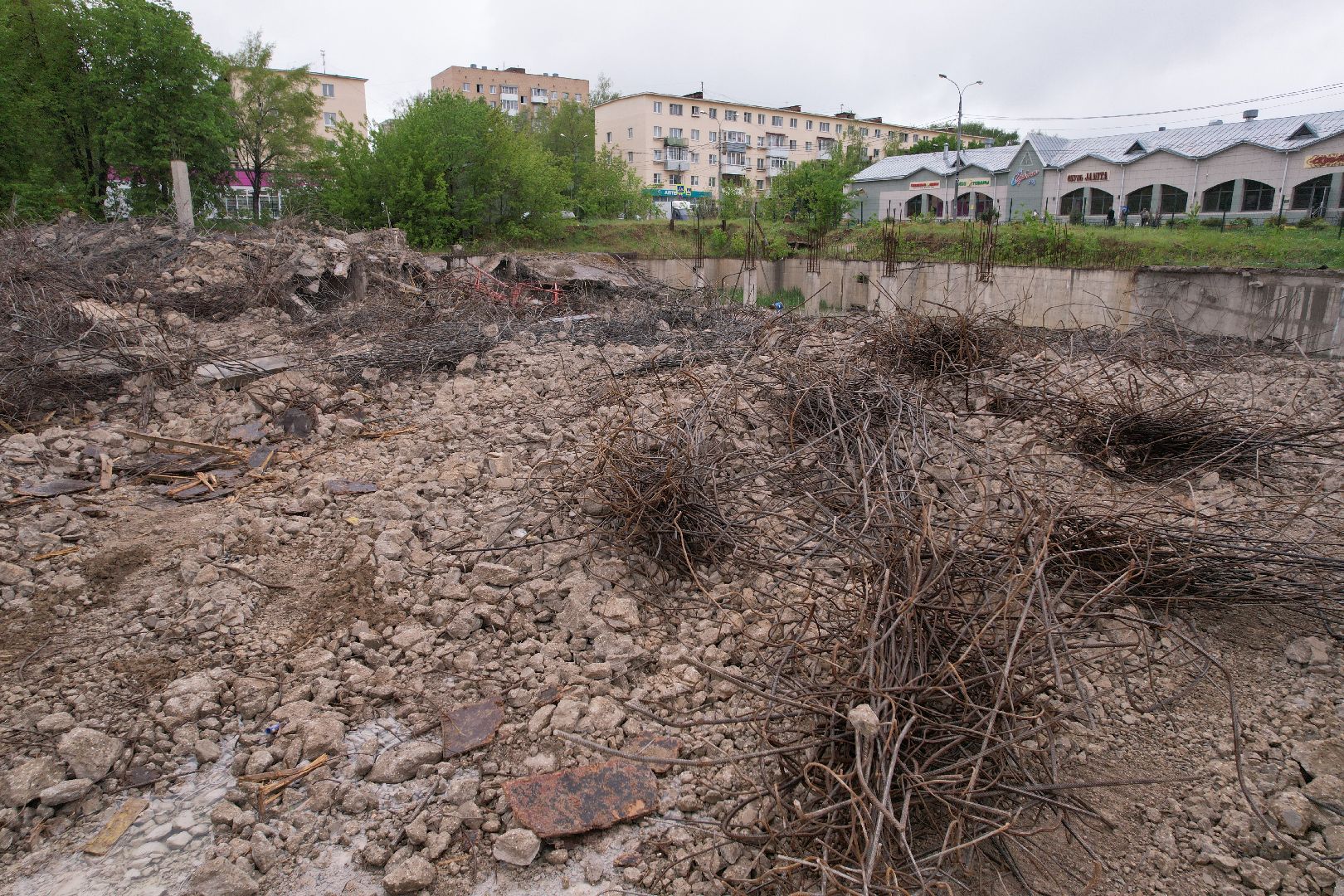 видео с коптера, снос трц в клину, благоустройство в клину,