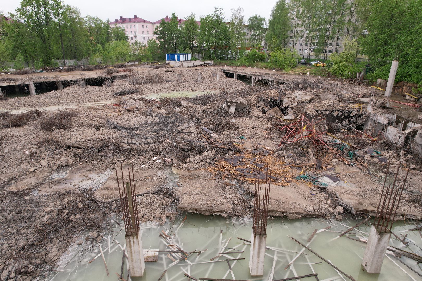 видео с коптера, снос трц в клину, благоустройство в клину,