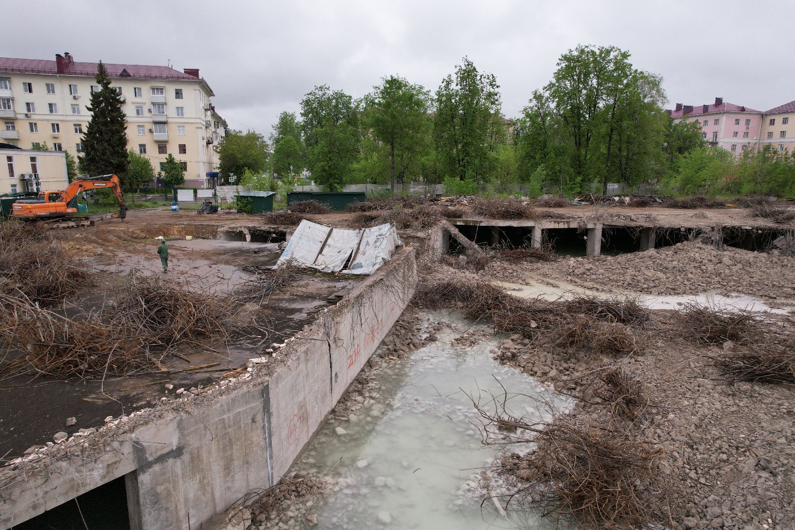 видео с коптера, снос трц в клину, благоустройство в клину,
