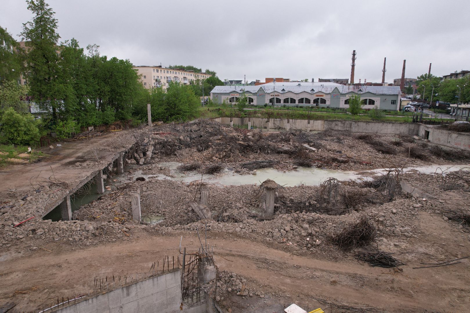 видео с коптера, снос трц в клину, благоустройство в клину,
