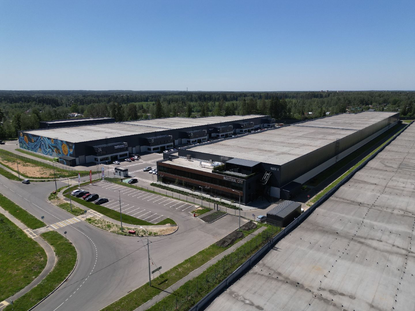 видео с коптера, промышленный коворкинг,  индустриальный парк