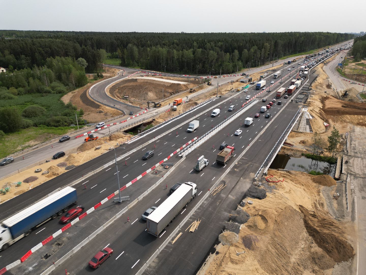 видео с коптера, мост через реку Скалба , м-8 холмогоры, дороги подмосковья,