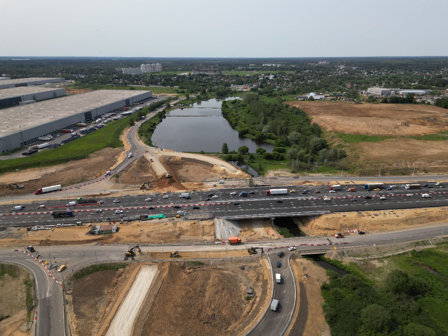 видео с коптера, мост через реку Скалба , м-8 холмогоры, дороги подмосковья,