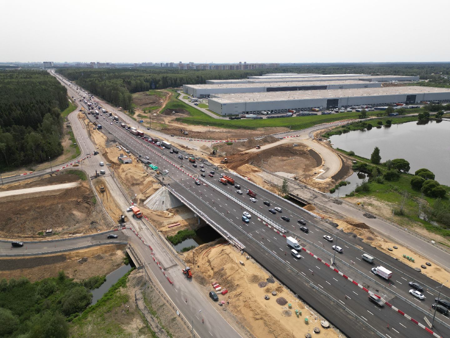 видео с коптера, мост через реку Скалба , м-8 холмогоры, дороги подмосковья,
