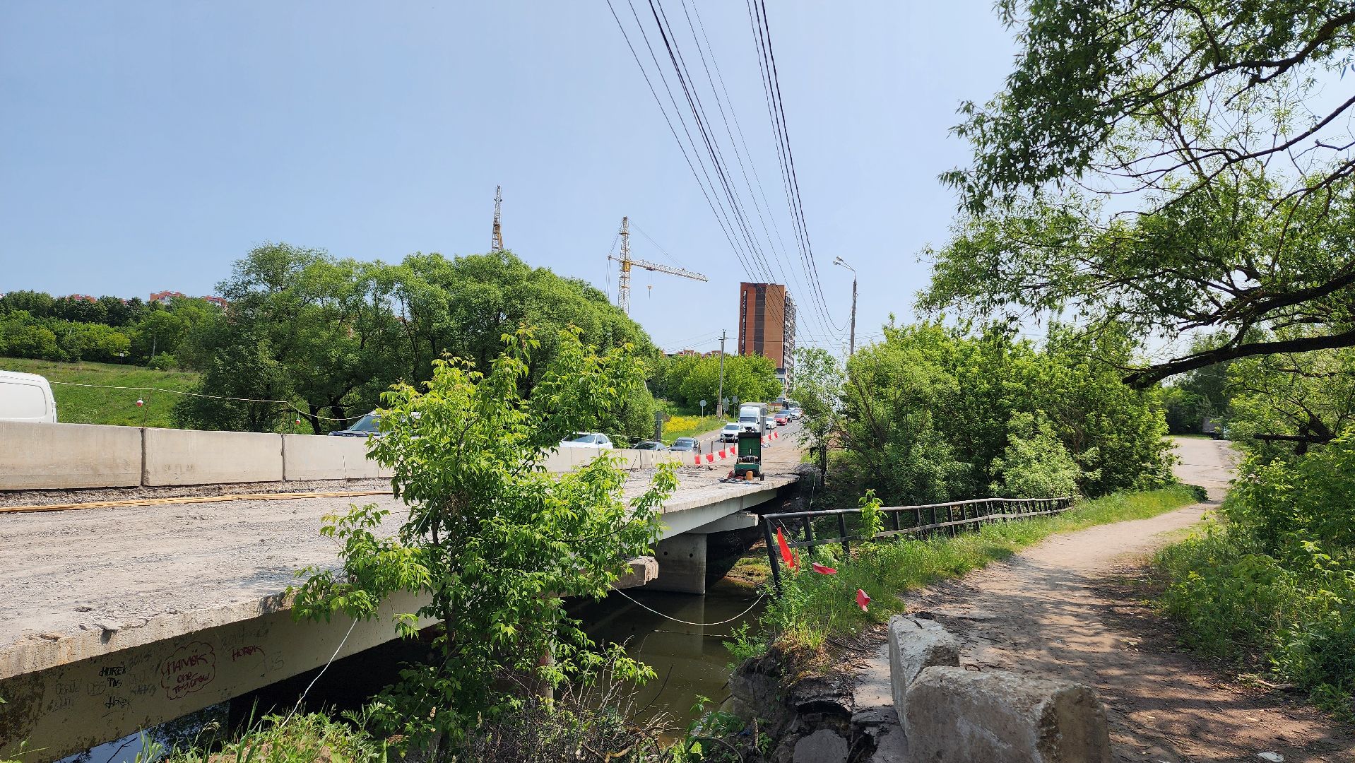 домодедово, подмосковье, ремонт, капремонт, мост, река рожайка, пешеходный мост,