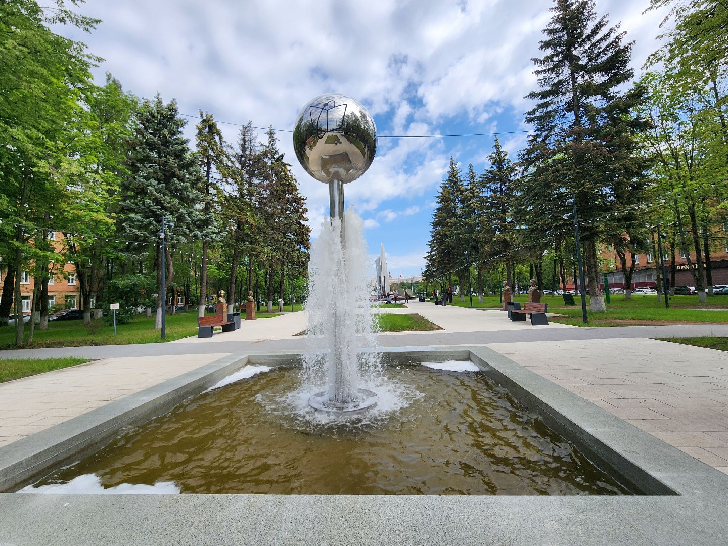 фонтаны, уборка города, фрязино, площадь победы,