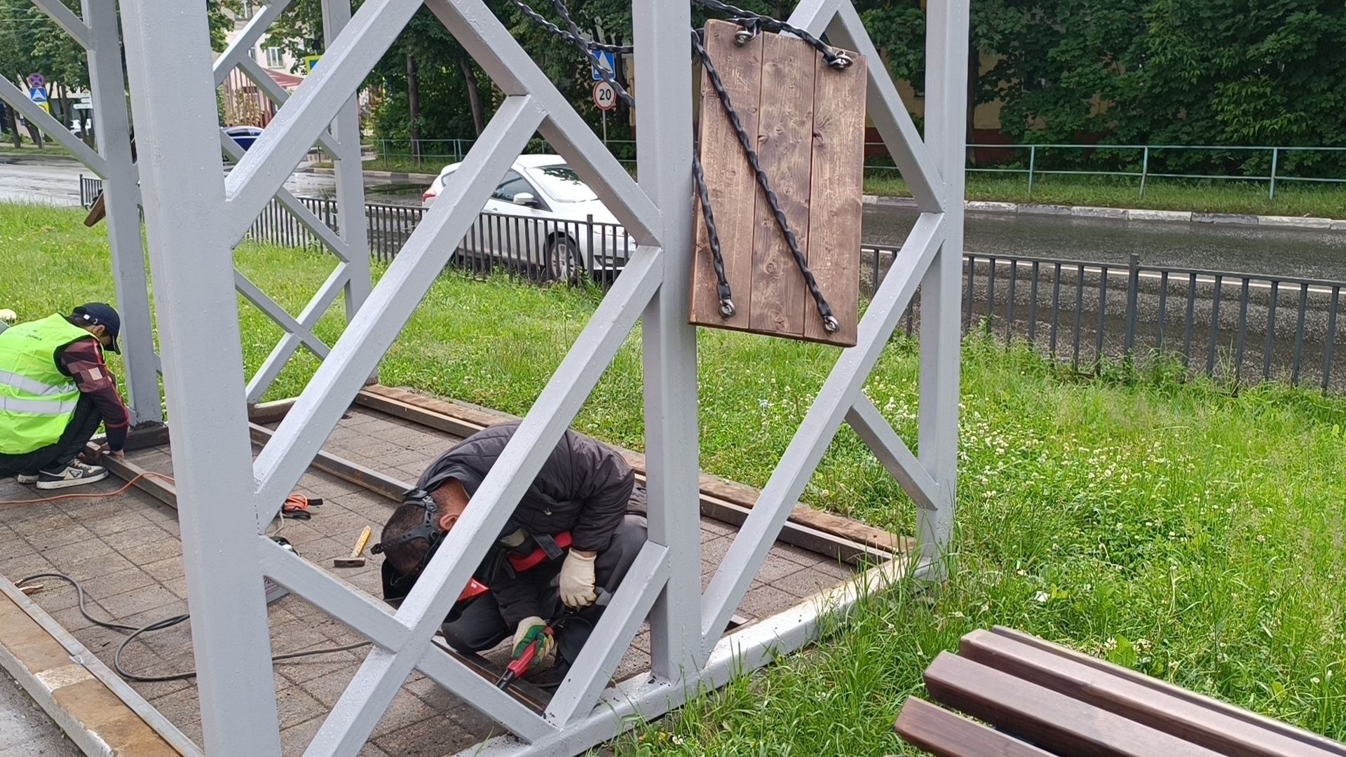 качели, благоустройство, лобня,