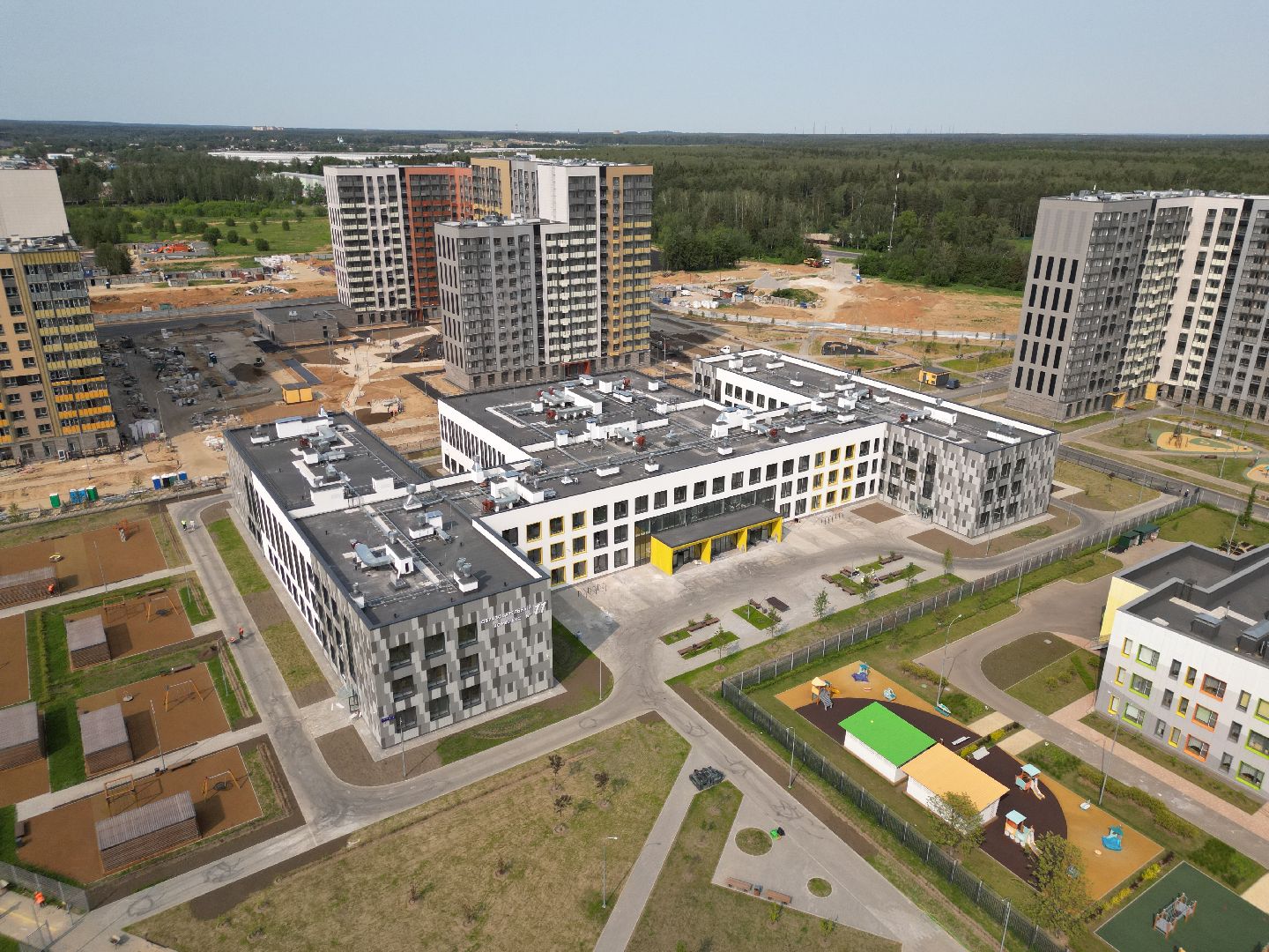 видео с коптера, новая школа в пушкино, жк новое пушкино,