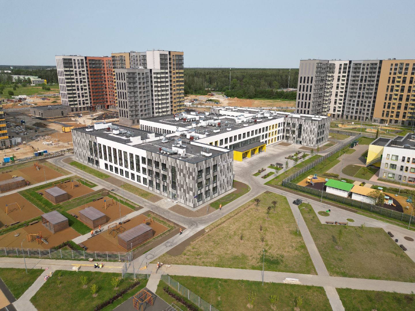 видео с коптера, новая школа в пушкино, жк новое пушкино,