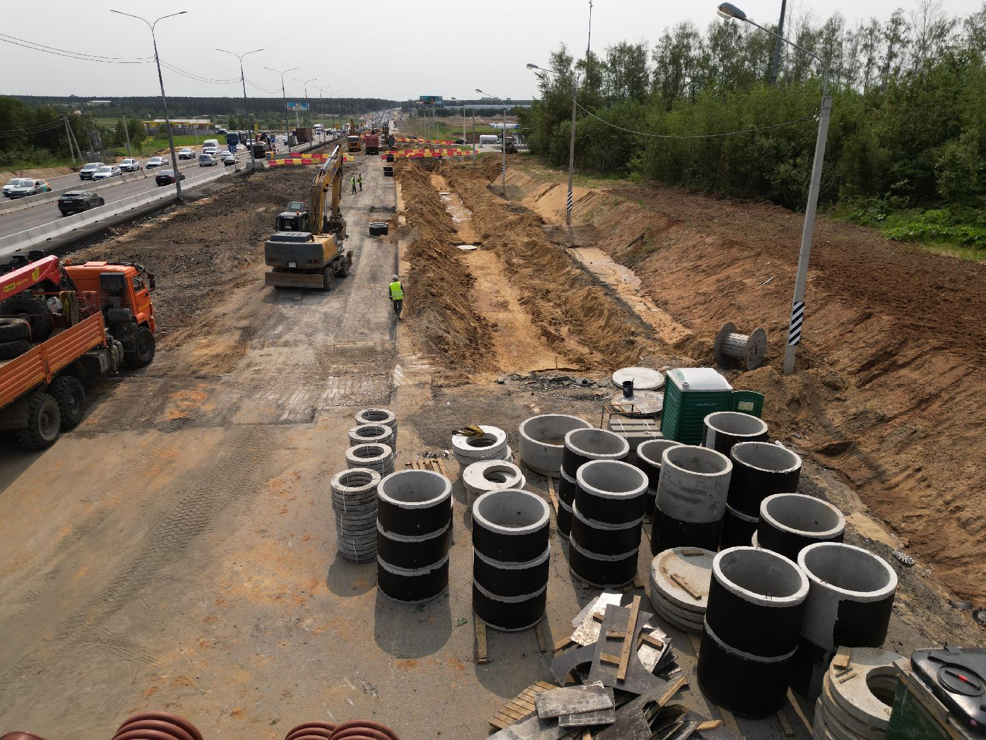 видео с коптера, трасса М-8 , Реконструкция трассы М-8,