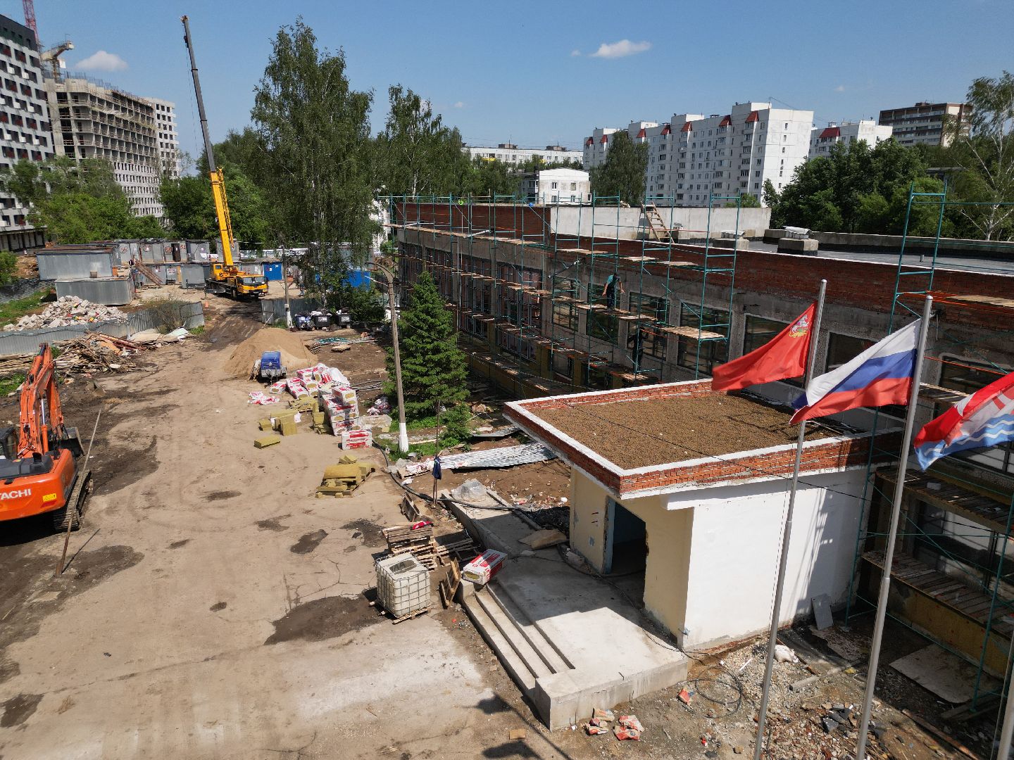 видео с коптера, школа 7 в долгопрудном, ремонт школы 7 долгопрудный,