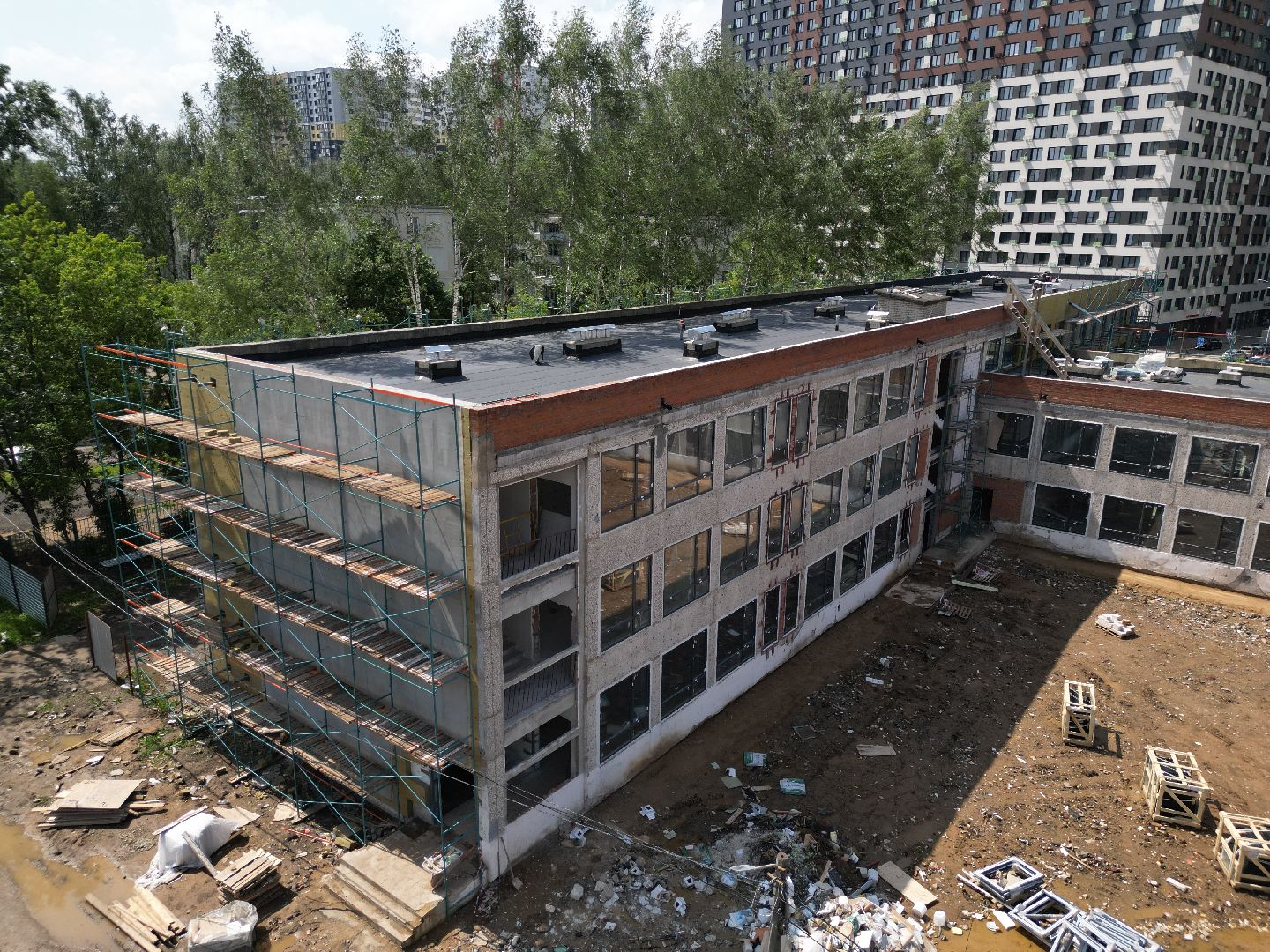 видео с коптера, школа 7 в долгопрудном, ремонт школы 7 долгопрудный,