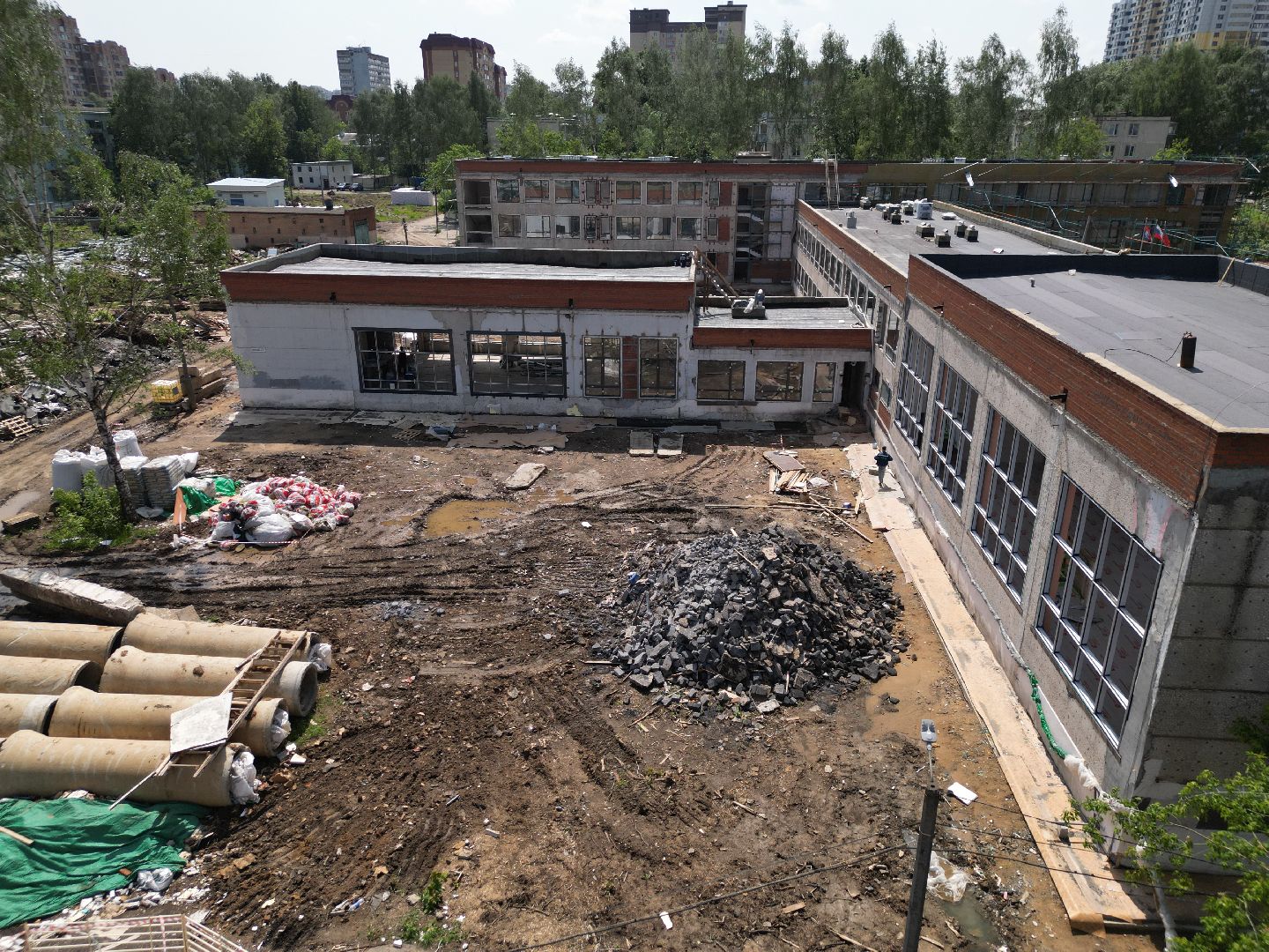 видео с коптера, школа 7 в долгопрудном, ремонт школы 7 долгопрудный,