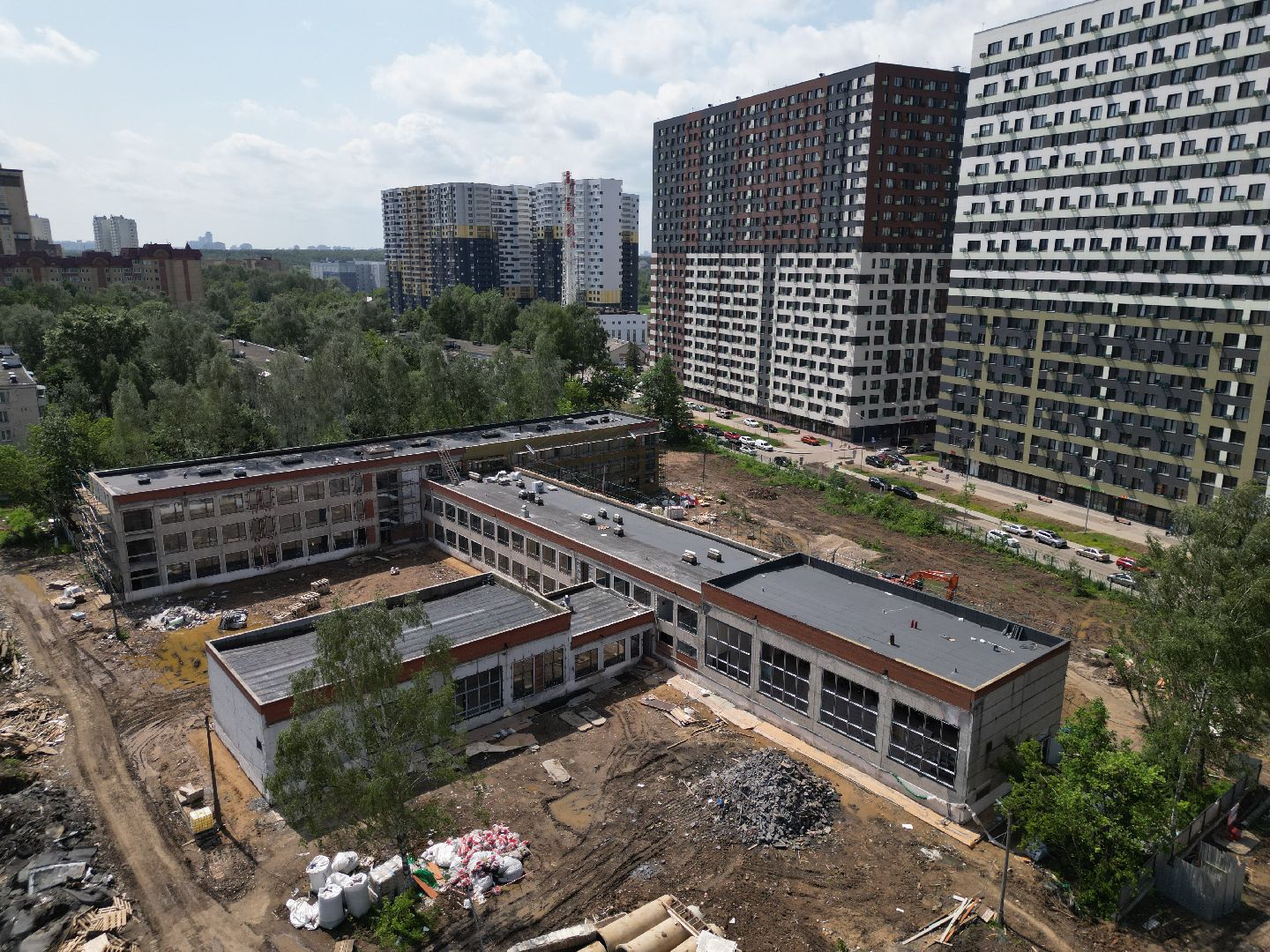 видео с коптера, школа 7 в долгопрудном, ремонт школы 7 долгопрудный,