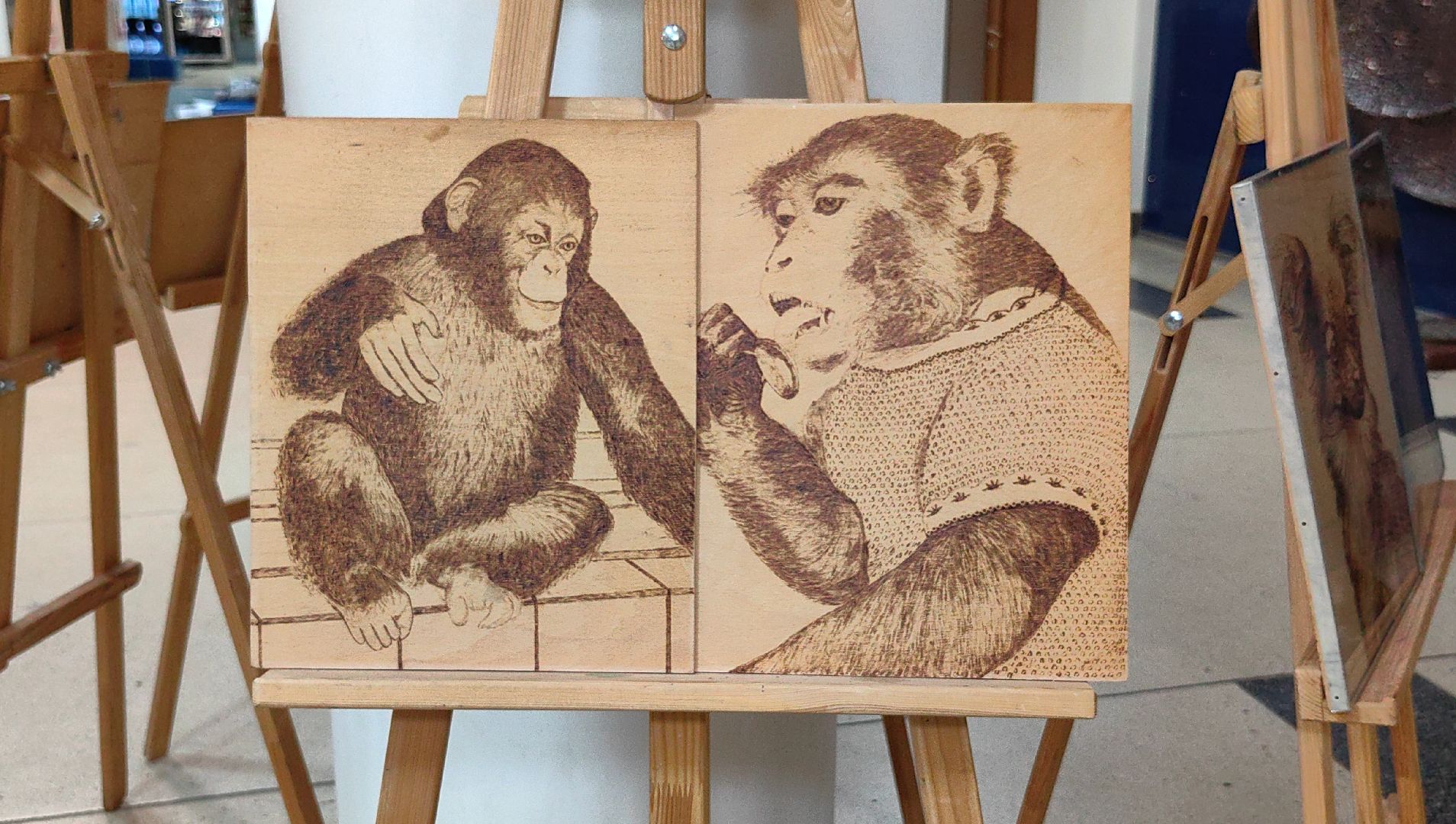 выставка, ретроспектива, дерево, выжигание, юбилей, медаль,