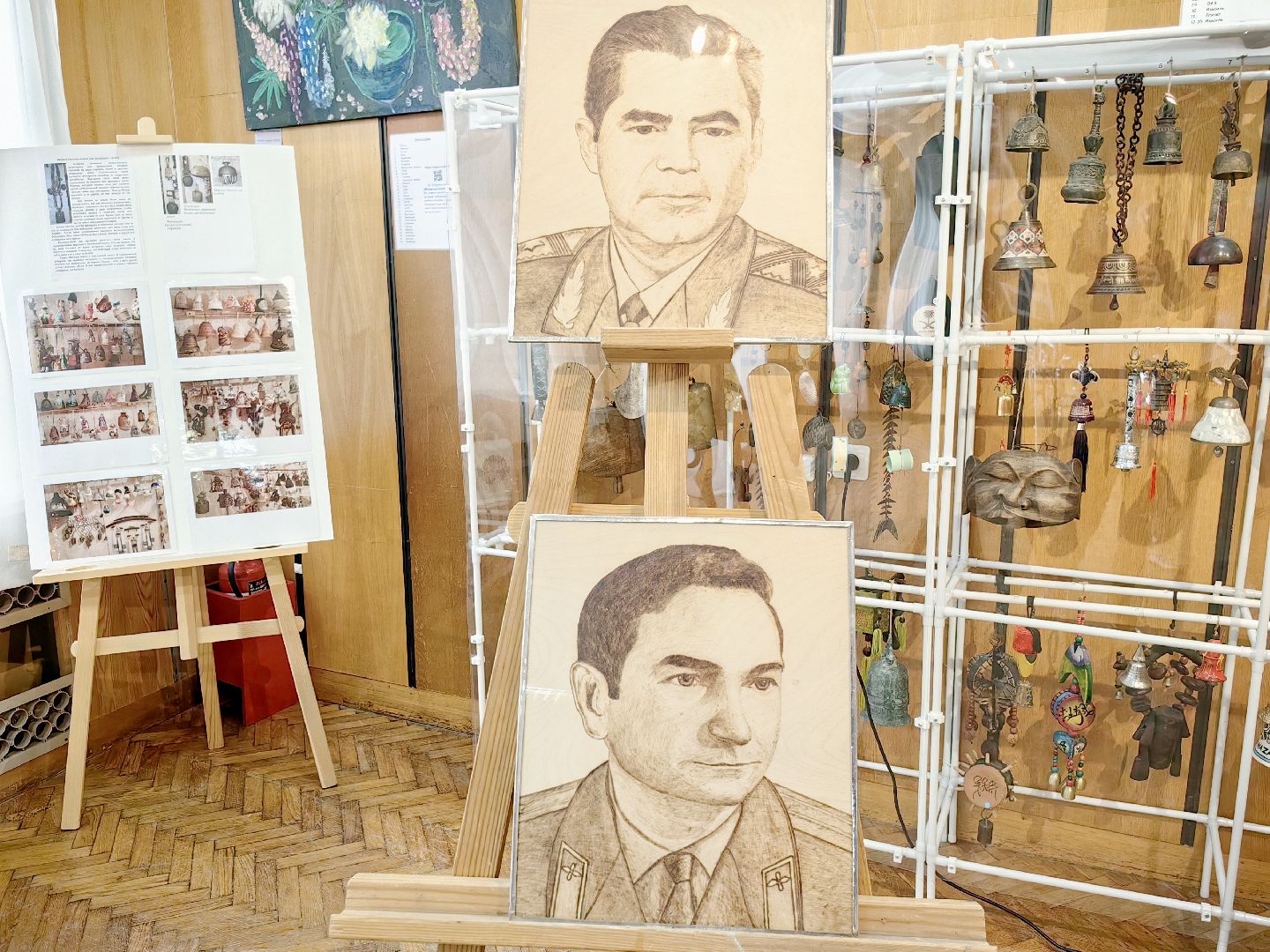 выставка, ретроспектива, дерево, выжигание, юбилей, медаль,