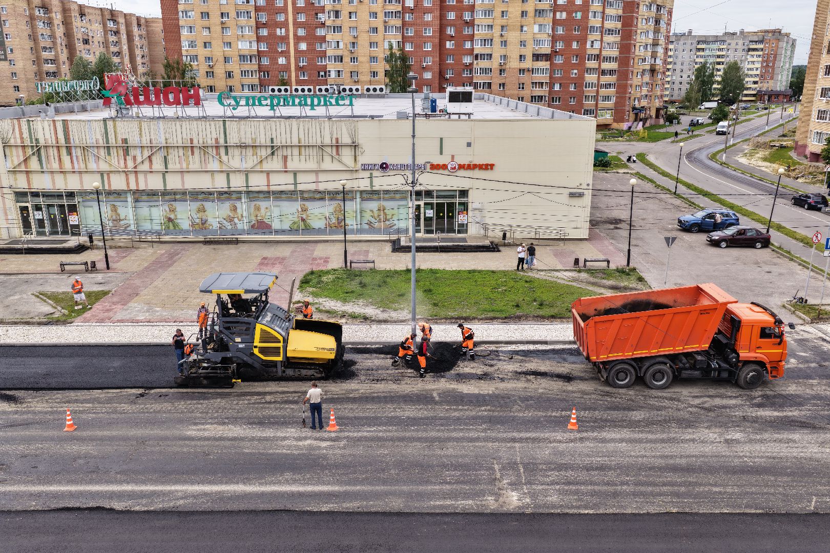 видео с коптера, капремонт проспекта Ильича, дороги в шатуре,