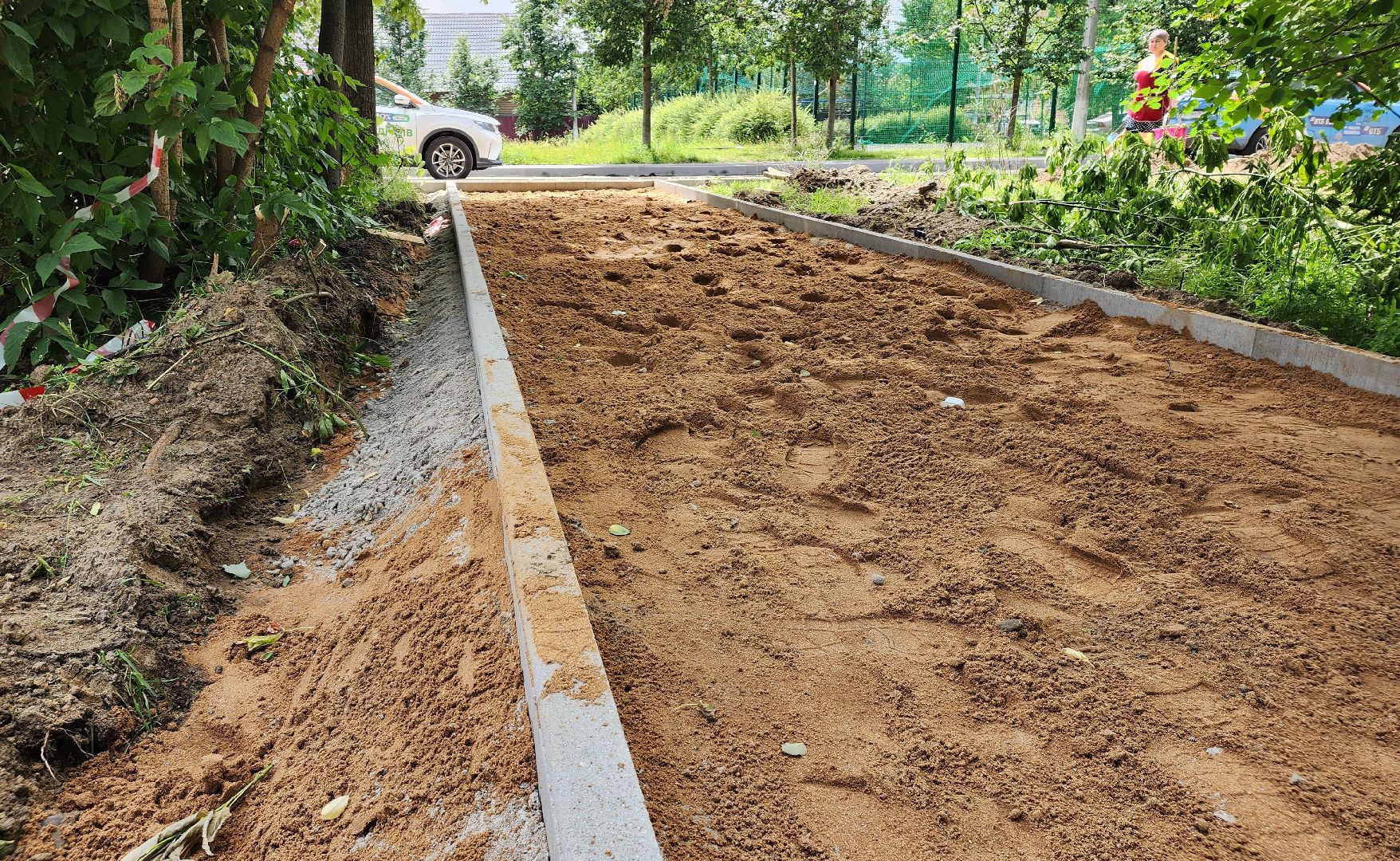 благоустройство, пушкинский городской округ, ивантеевка, благоустройство двора, бордюр, парковка,