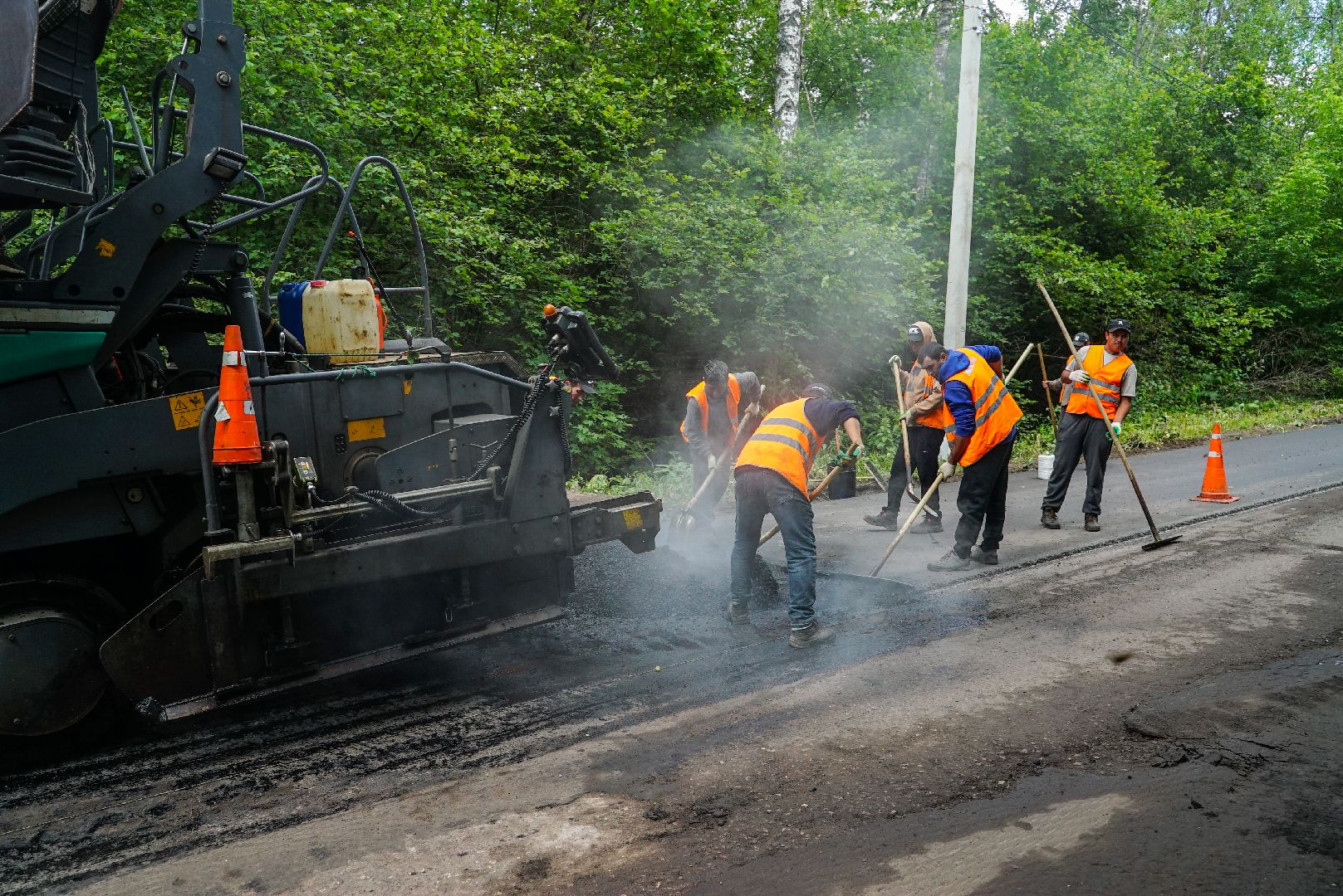 асфальт, укладка, дорога,