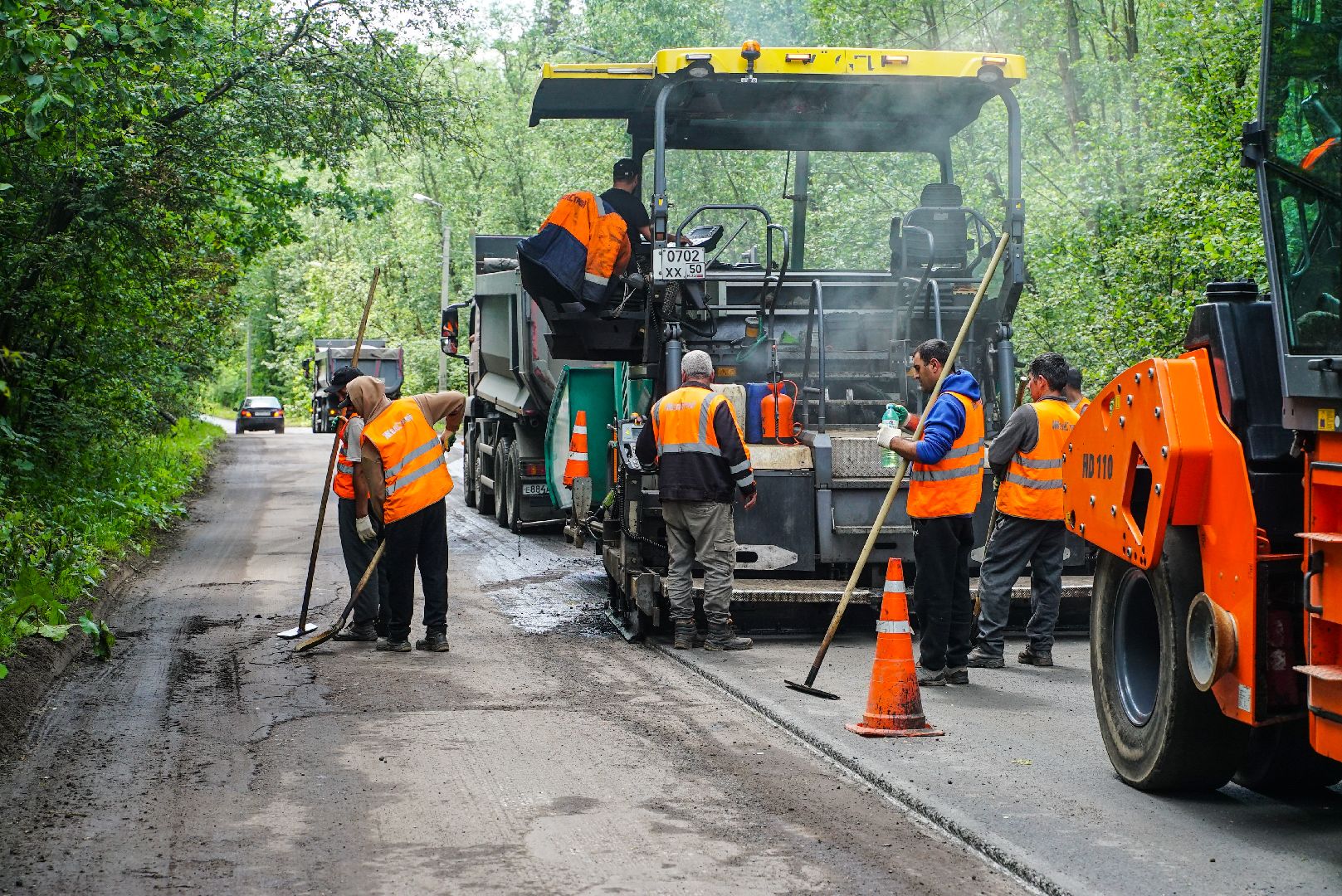 асфальт, укладка, дорога,