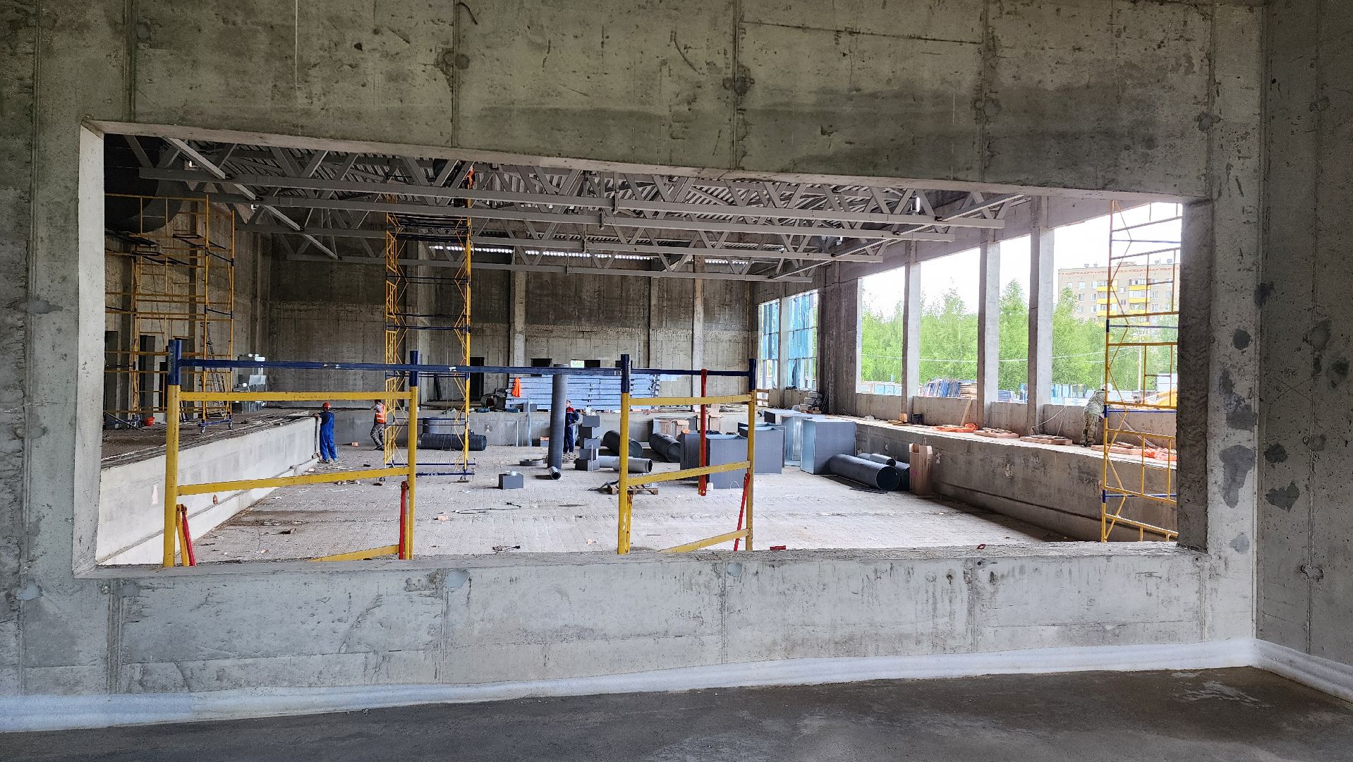 фок с бассейном, Лобня, Остекление ,Черновой пол,