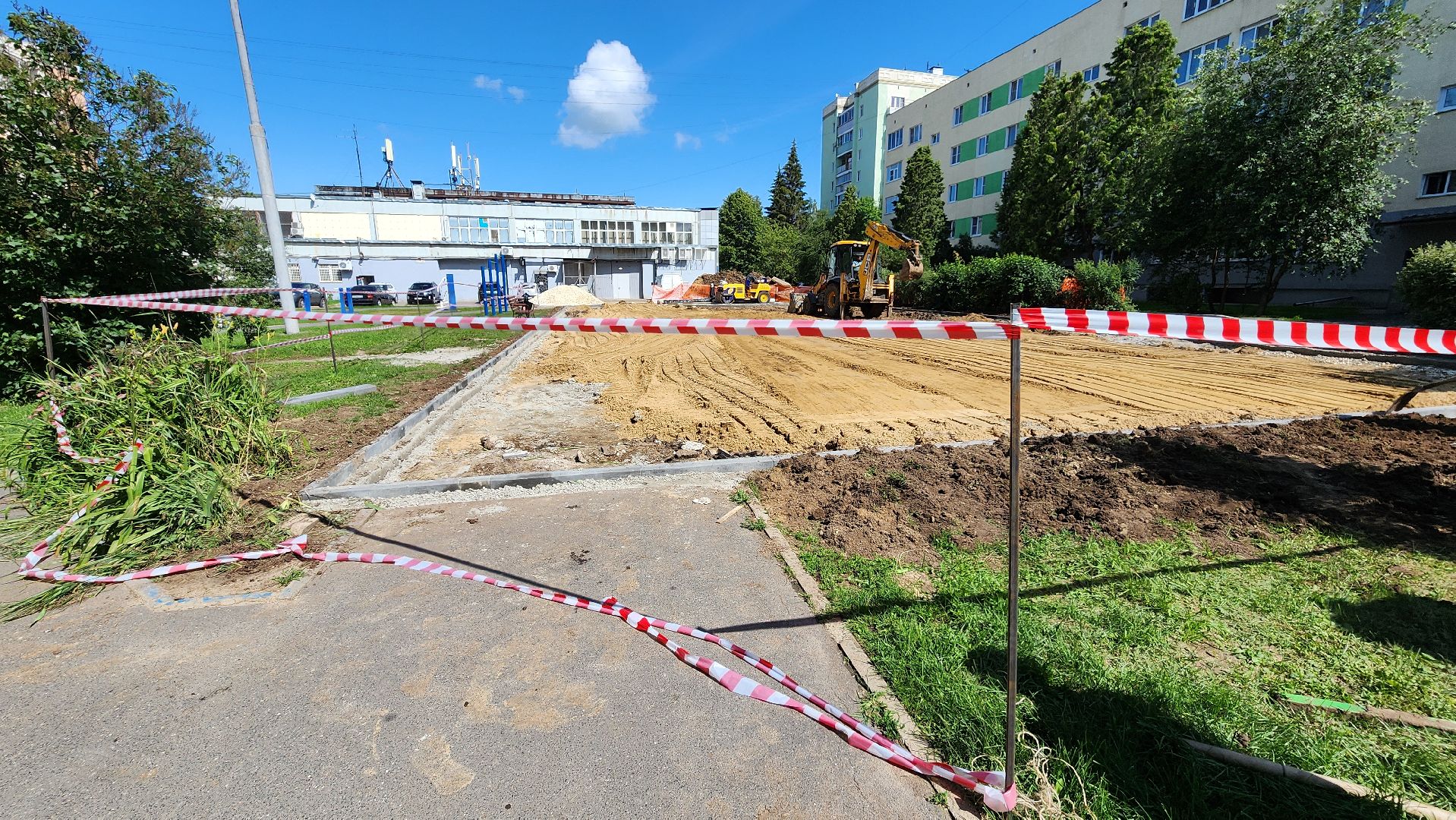 кашира, детская  площадка, игровой комплекс, благоустройство, земляные работы, бортовой камень, фундамент,