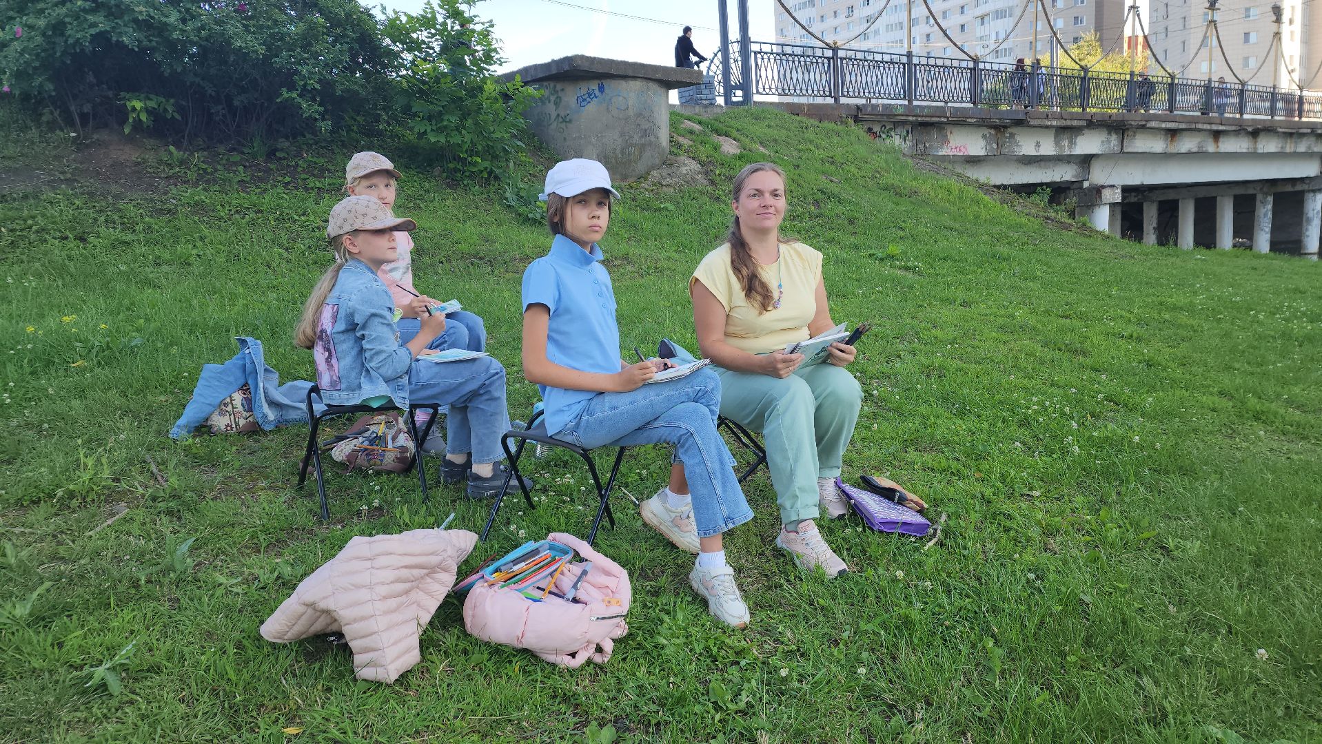 вертикалки, пушкино, пленэр, река, серебрянка,художница, центральная библиотека,мастер-класс,пейзаж,рисование,летний досуг,