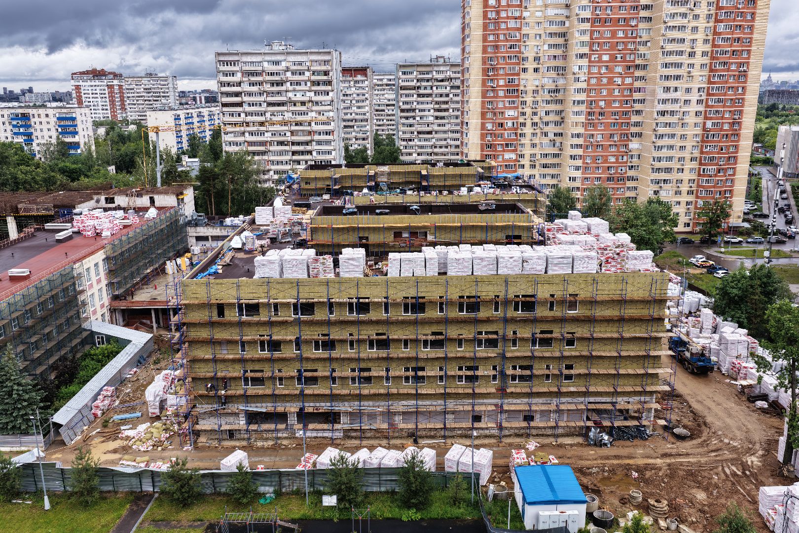 видео с коптера, пристройка к Немчиновскому лицею, лицей в одинцове