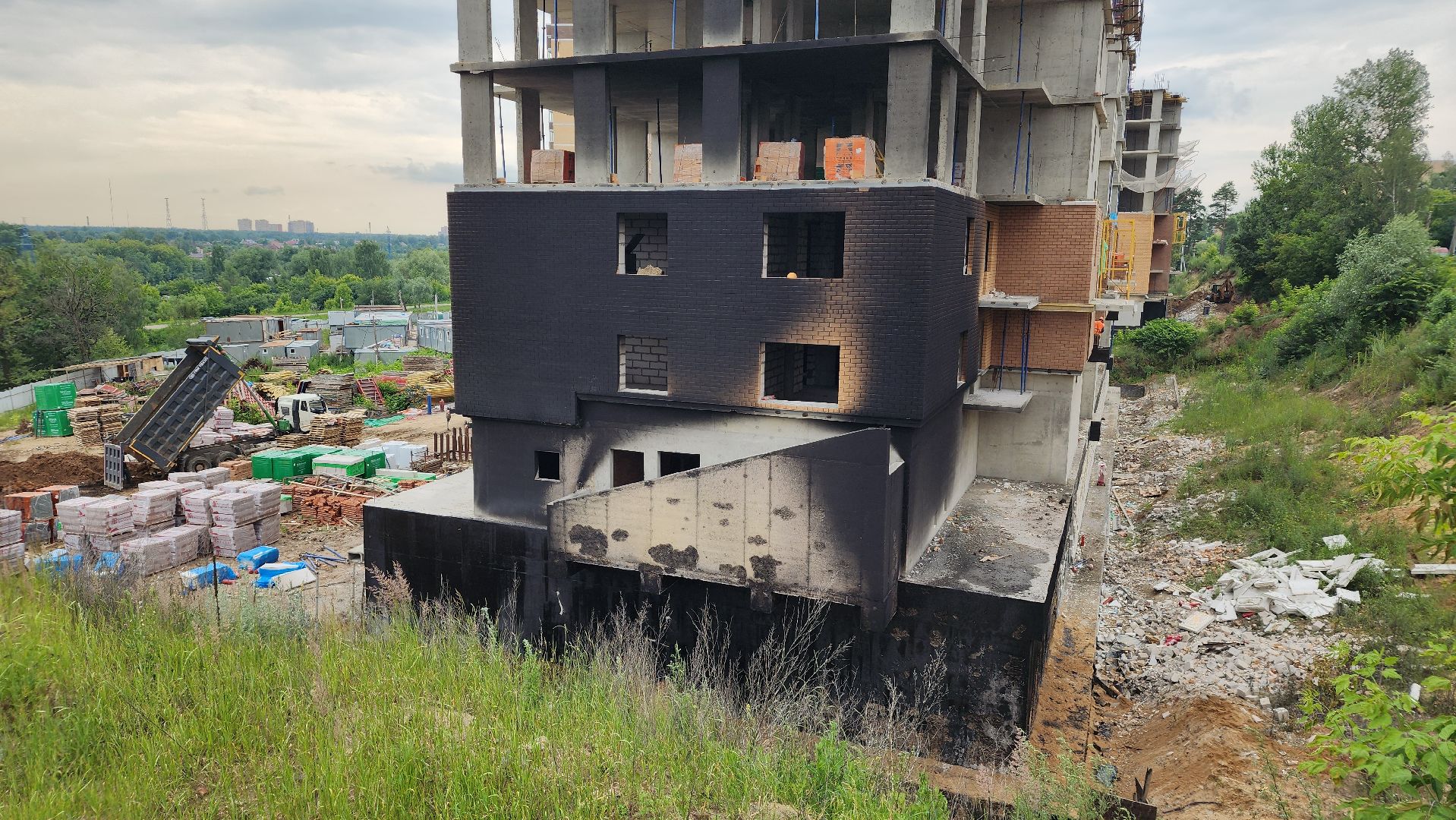 пожар, чп,  лосино-петровский, стройка,