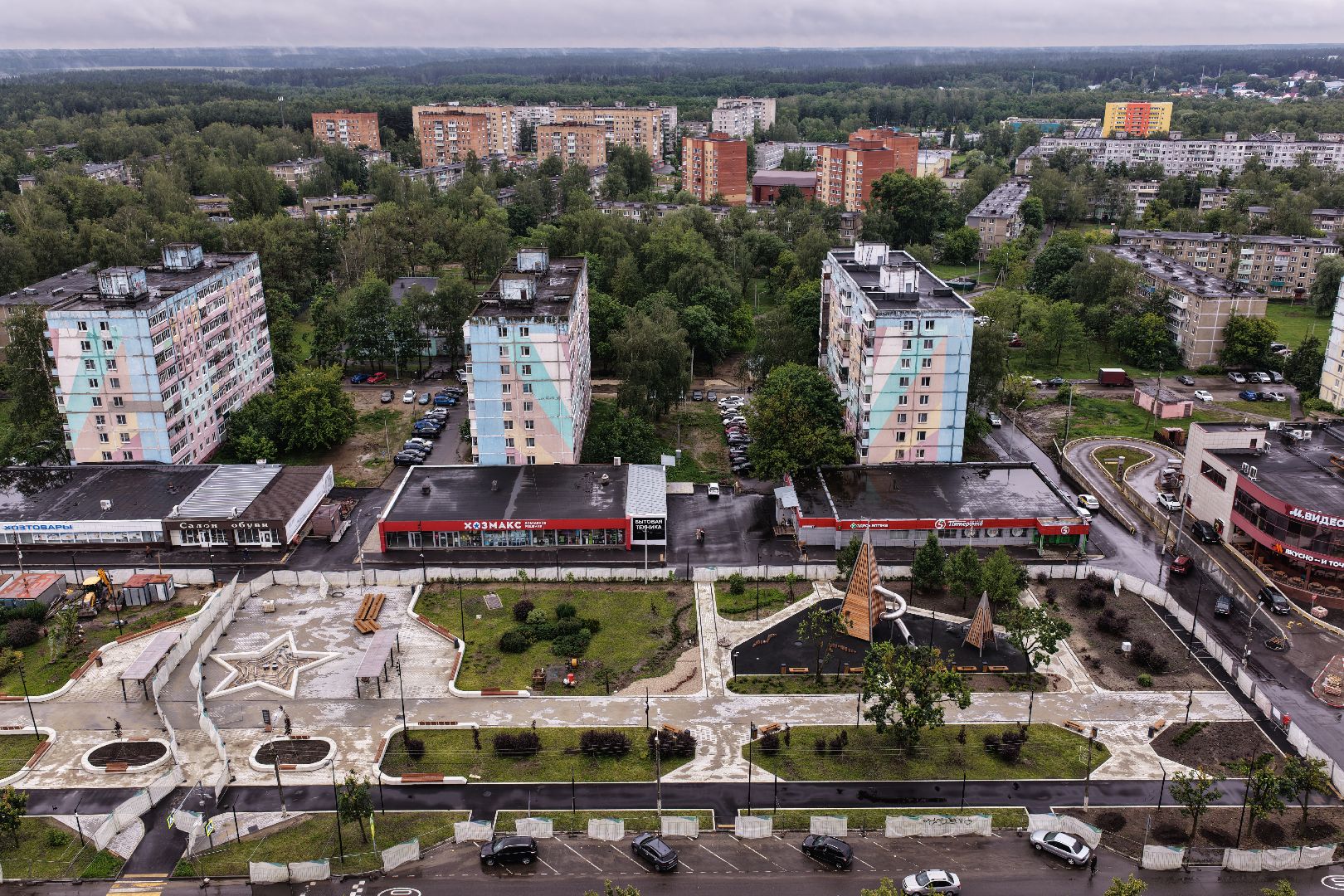 видео с коптера, Сквер 60 лет Победы в Егорьевске, благоустройство в егорьевске,