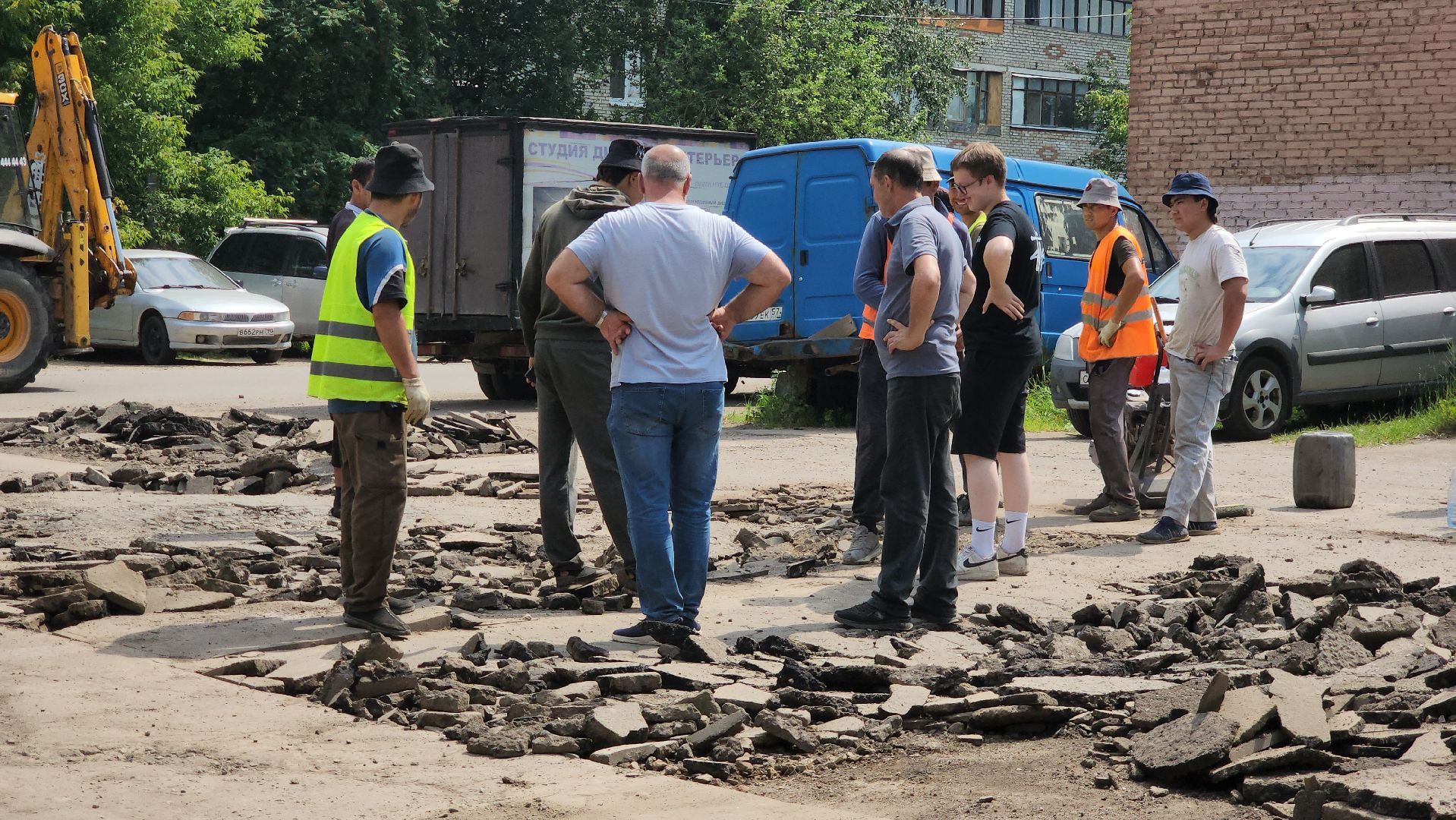 подготовительные работы, подготовка к асфальтированию, асфальт , Лобня ,
