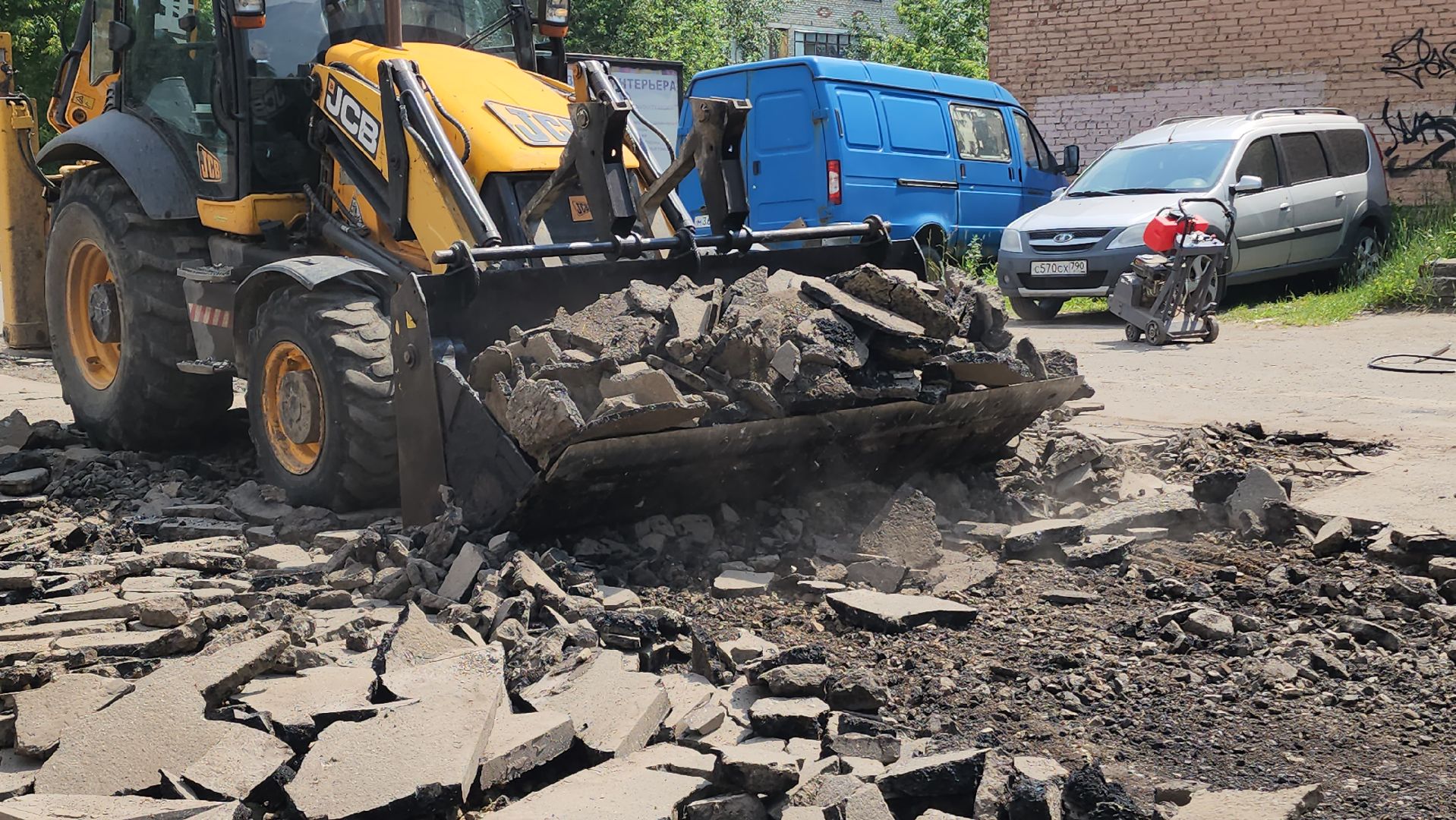 подготовительные работы, подготовка к асфальтированию, асфальт , Лобня ,