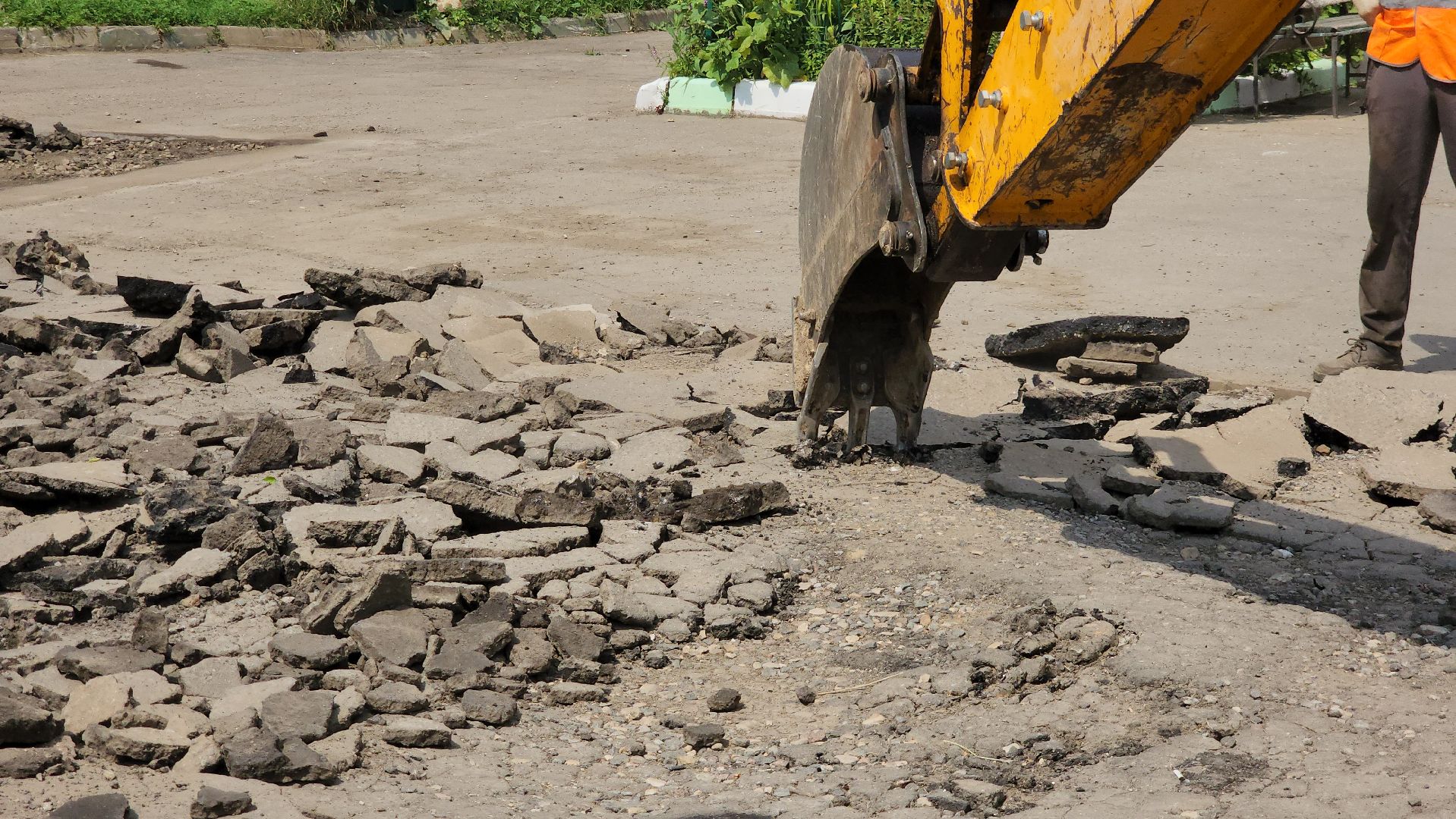 подготовительные работы, подготовка к асфальтированию, асфальт , Лобня ,