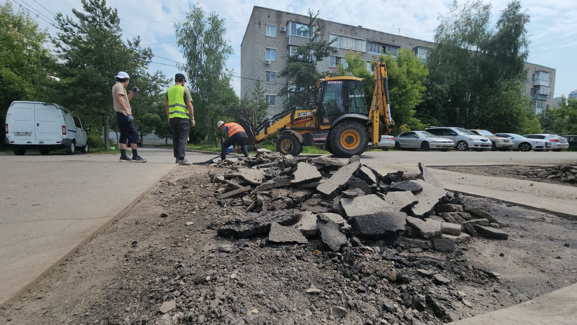 подготовительные работы, подготовка к асфальтированию, асфальт , Лобня ,