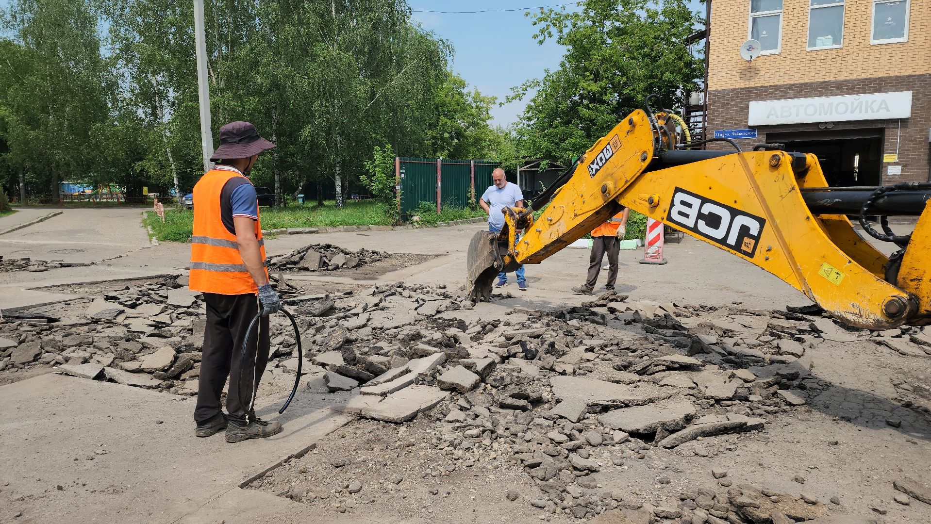 подготовительные работы, подготовка к асфальтированию, асфальт , Лобня ,