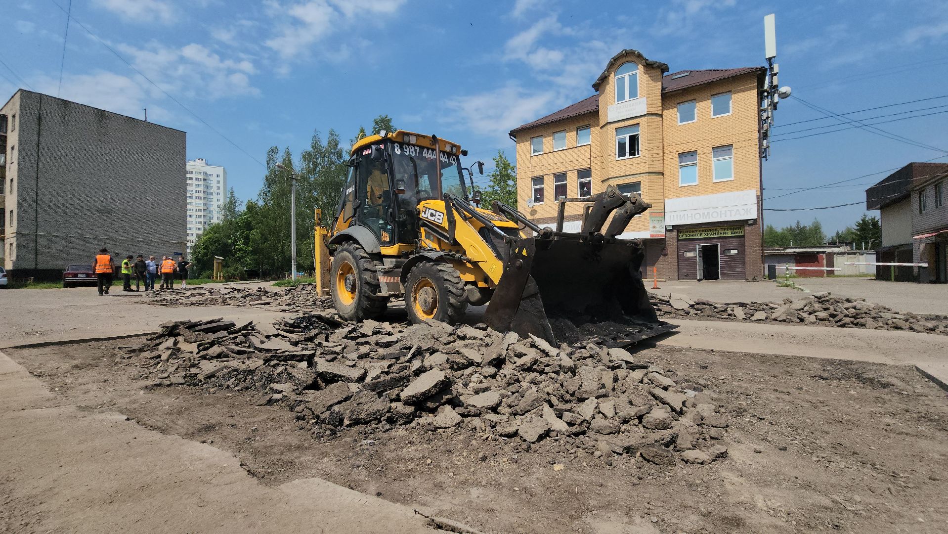 подготовительные работы, подготовка к асфальтированию, асфальт , Лобня ,