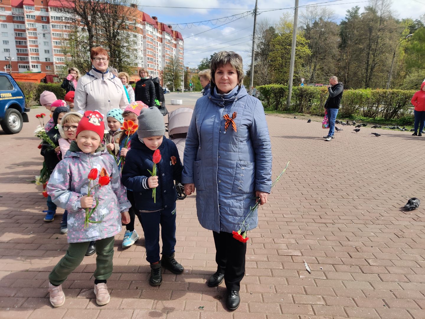 Красноармейск, Пушкинский, детский сад, возложение цветов, День Победы