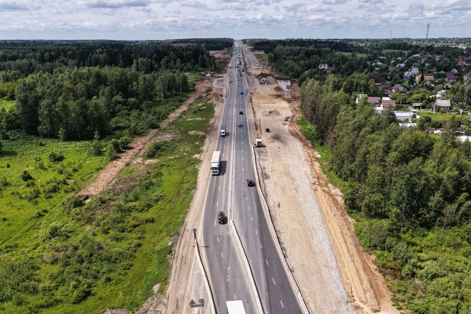 видео с коптера, расширение м-1, дороги подмосковья, реконструкция м-1,